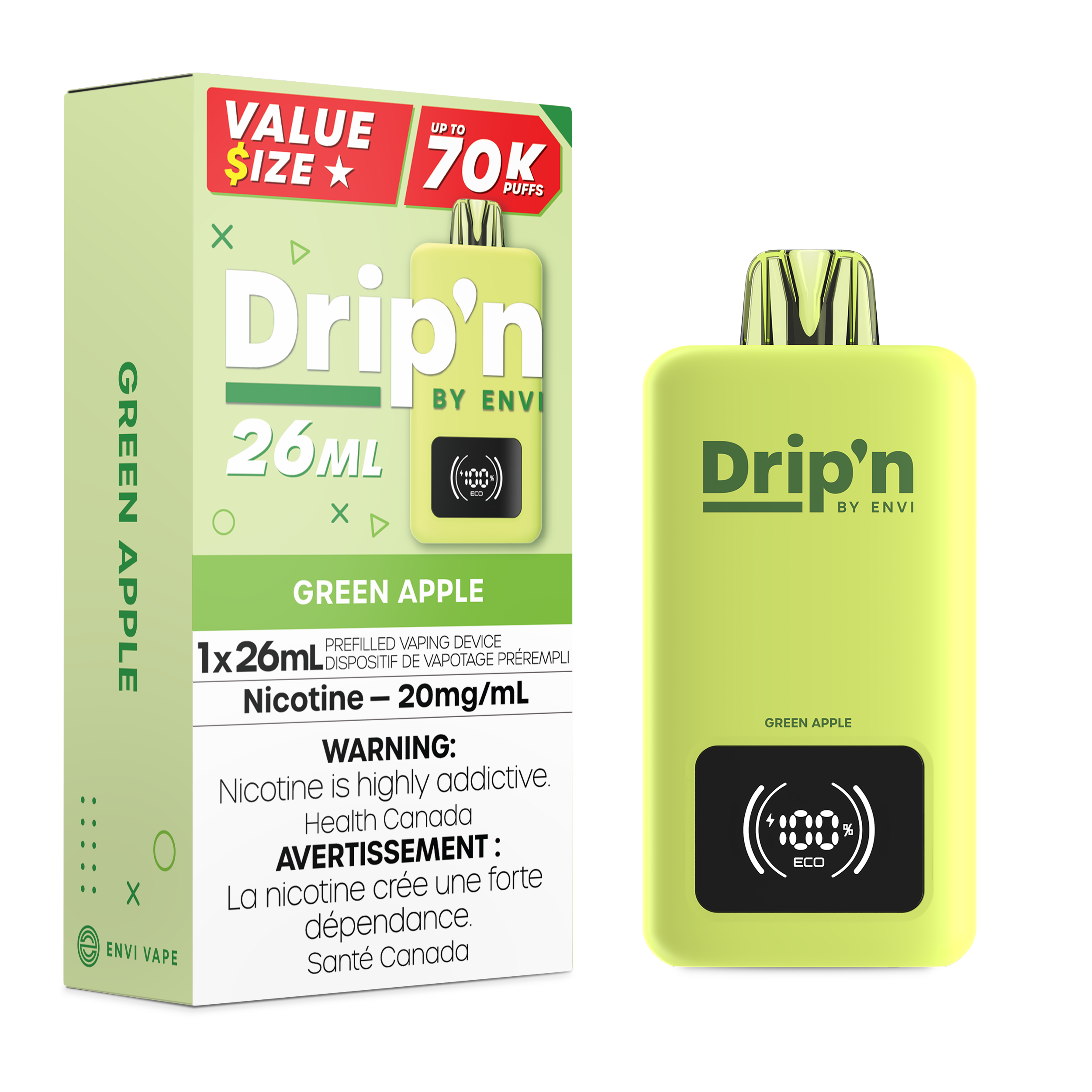 GREEN APPLE - DRIP'N 26ML BY ENVI
