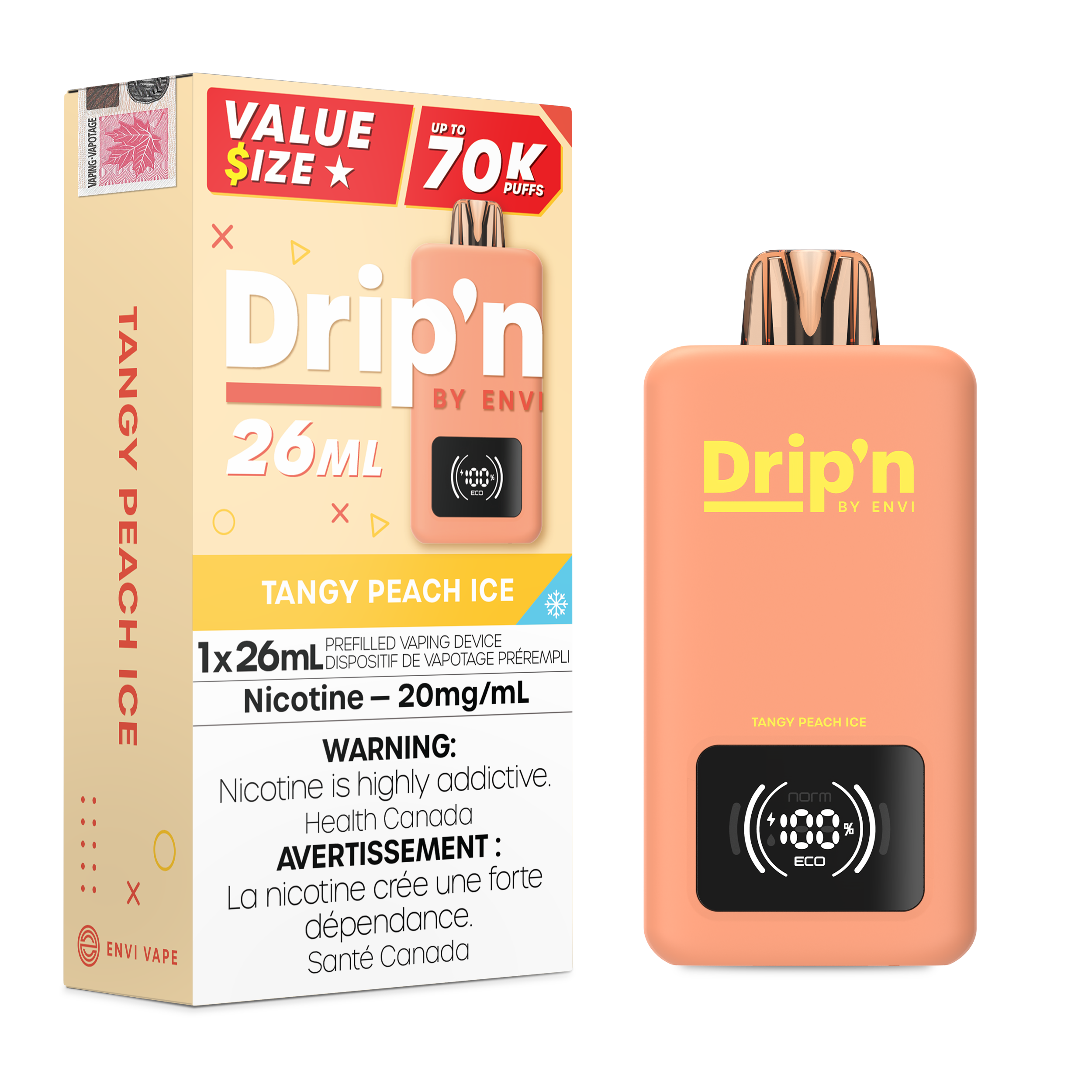 TANGY PEACH ICE - DRIP'N 26ML BY ENVI
