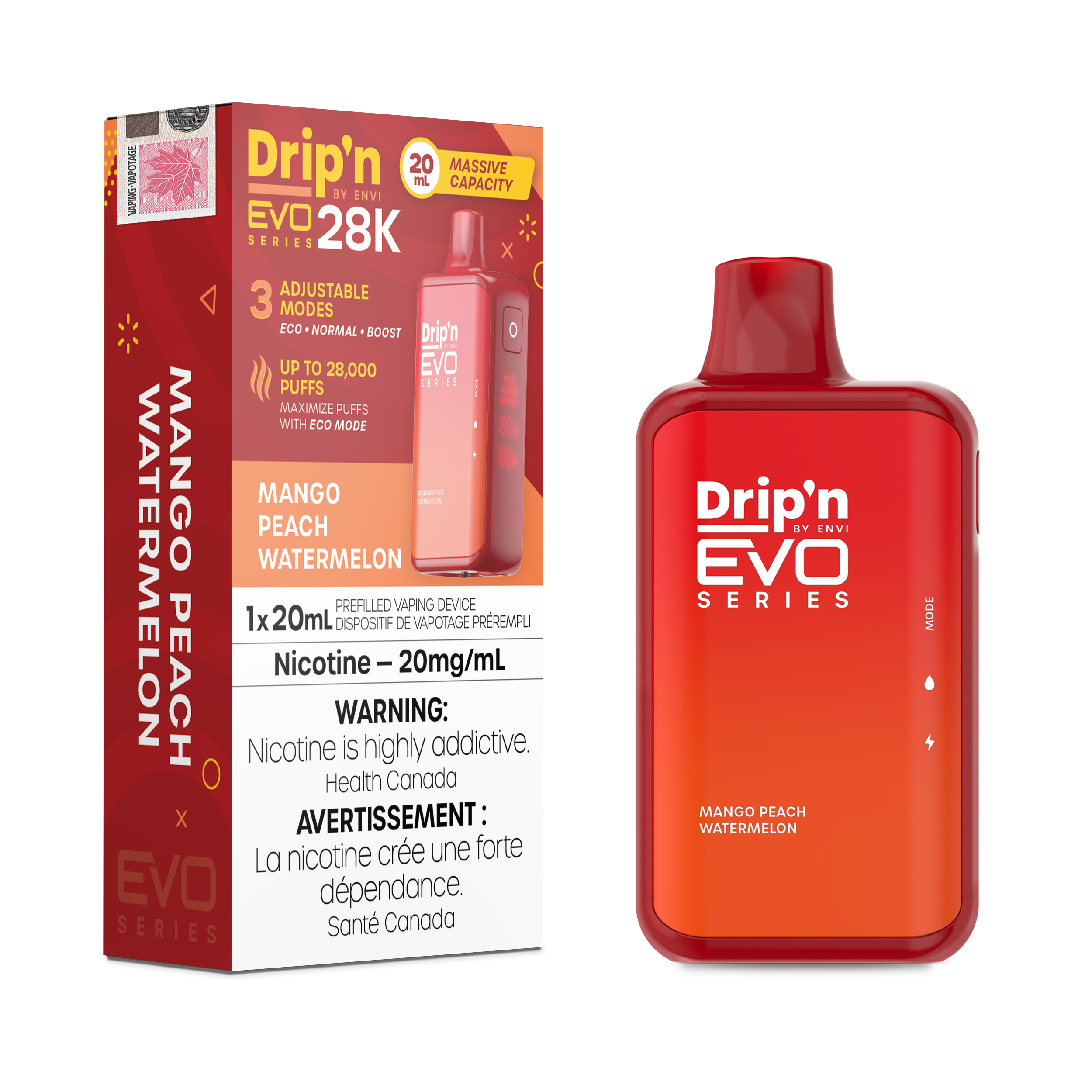 MANGO PEACH WATERMELON - DRIP'N EVO 28K BY ENVI
