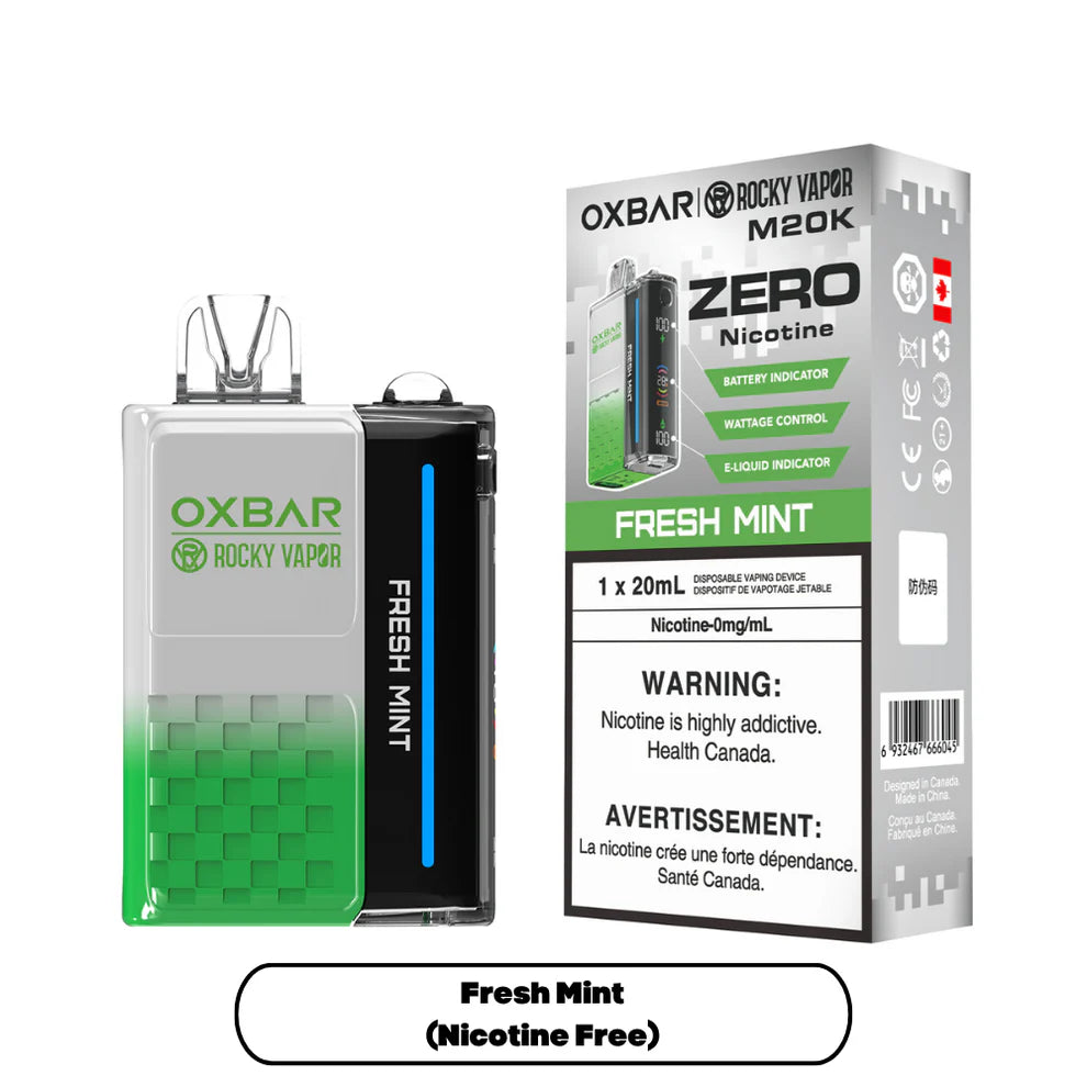 FRESH MINT - OXBAR M20K BY ROCKY VAPOR (ZERO NICOTINE)