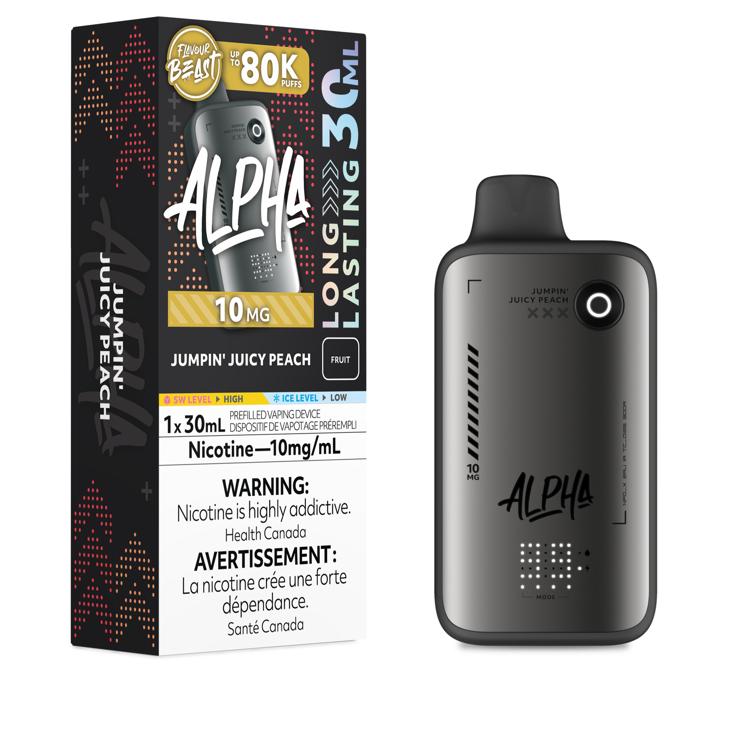 JUMPIN' JUICY PEACH - FLAVOUR BEAST ALPHA LOW NICOTINE (10mg) (30mL)