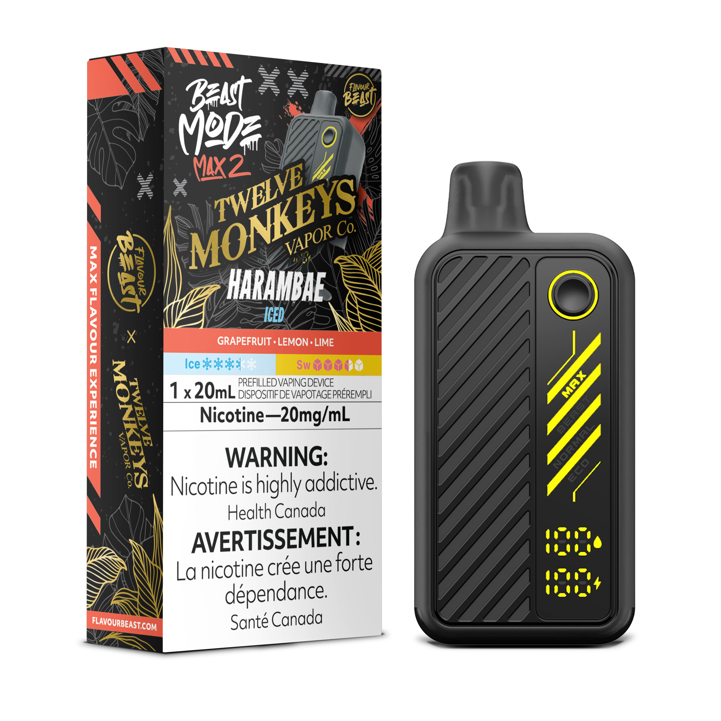 HARAMBAE ICED - FLAVOUR BEAST X 12 MONKEYS BEAST MODE MAX 2 (20mL)