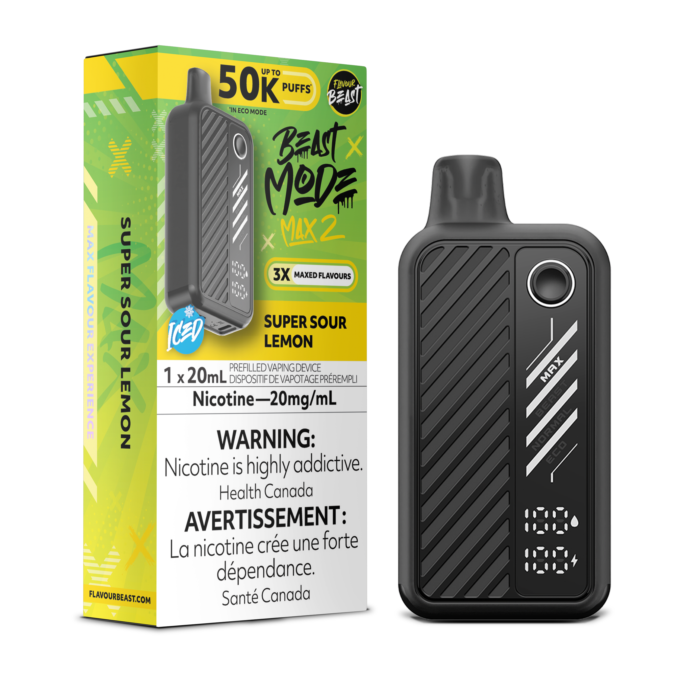 SUPER SOUR LEMON - FLAVOUR BEAST BEAST MODE MAX 2 (20mL)