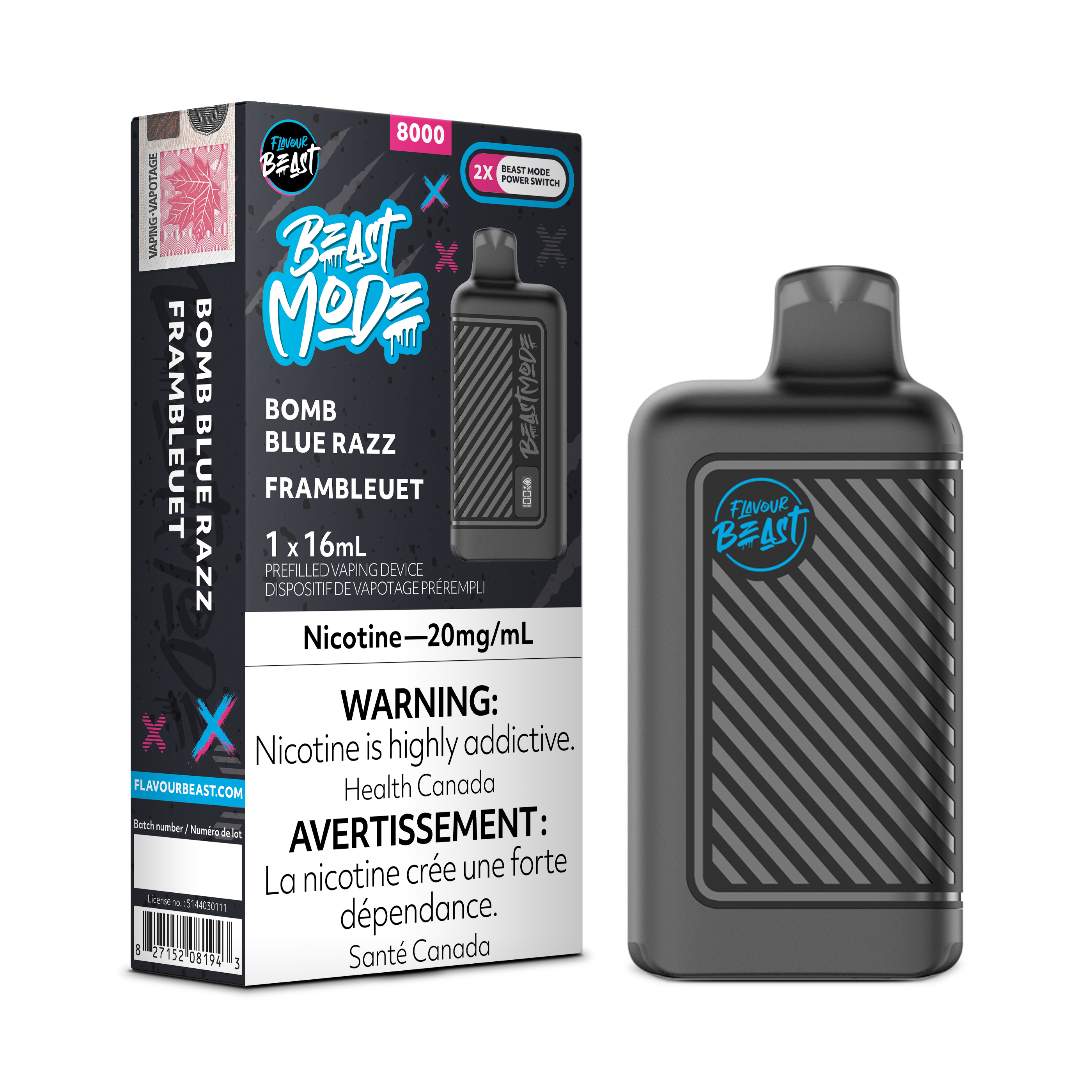 BOMB BLUE RAZZ - FLAVOUR BEAST BEAST MODE 8K