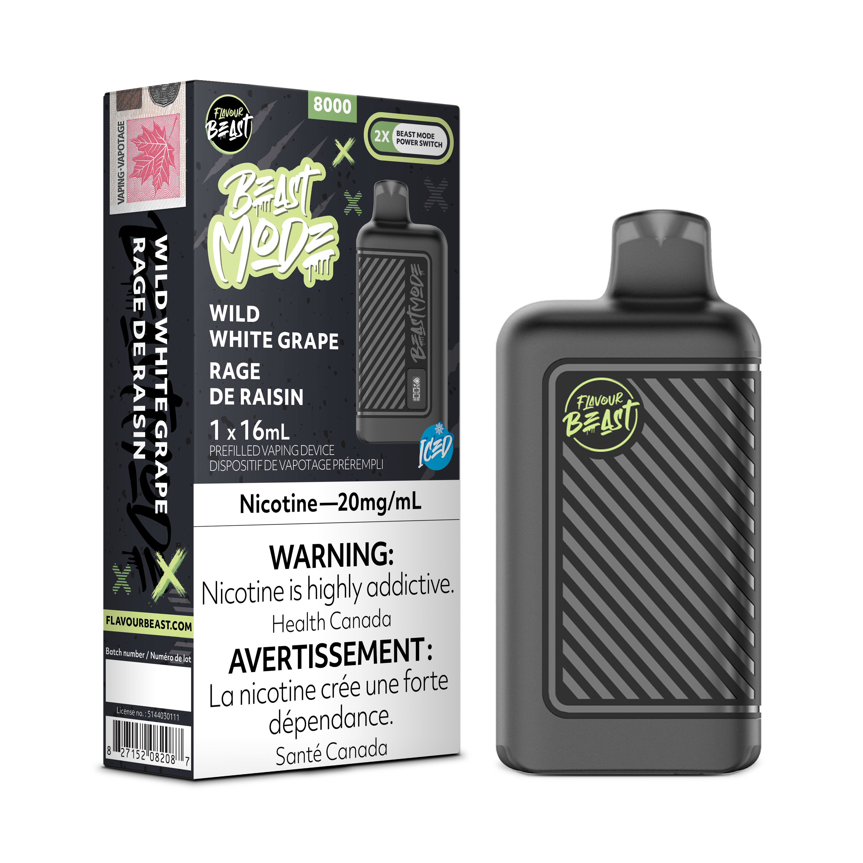 WILD WHITE GRAPE - FLAVOUR BEAST BEAST MODE 8K