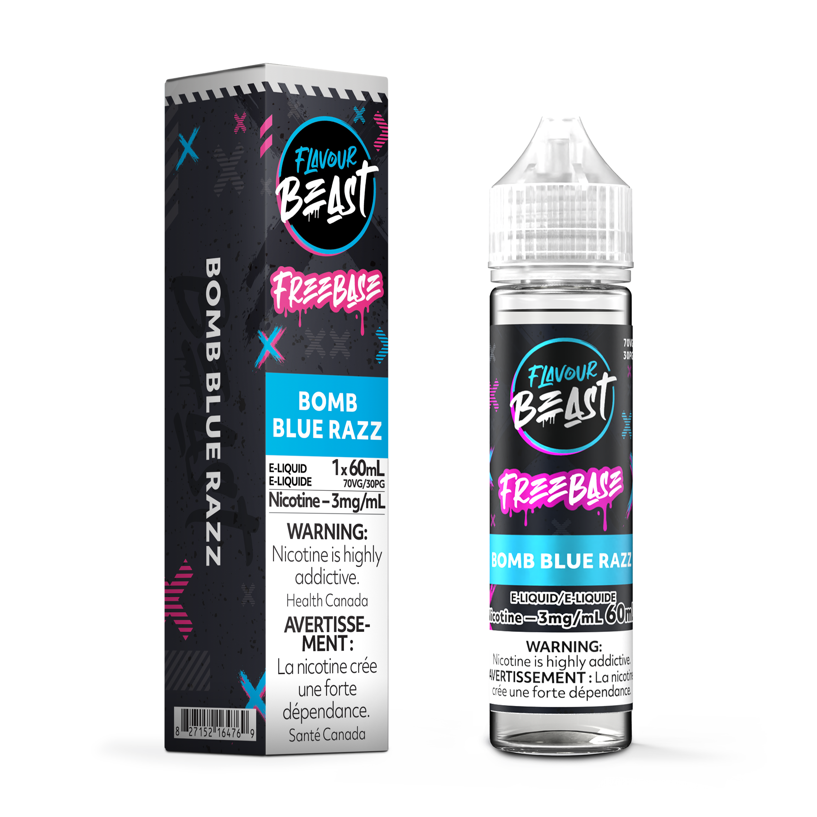BOMB BLUE RAZZ - FLAVOUR BEAST FREEBASE E LIQUID (60mL)