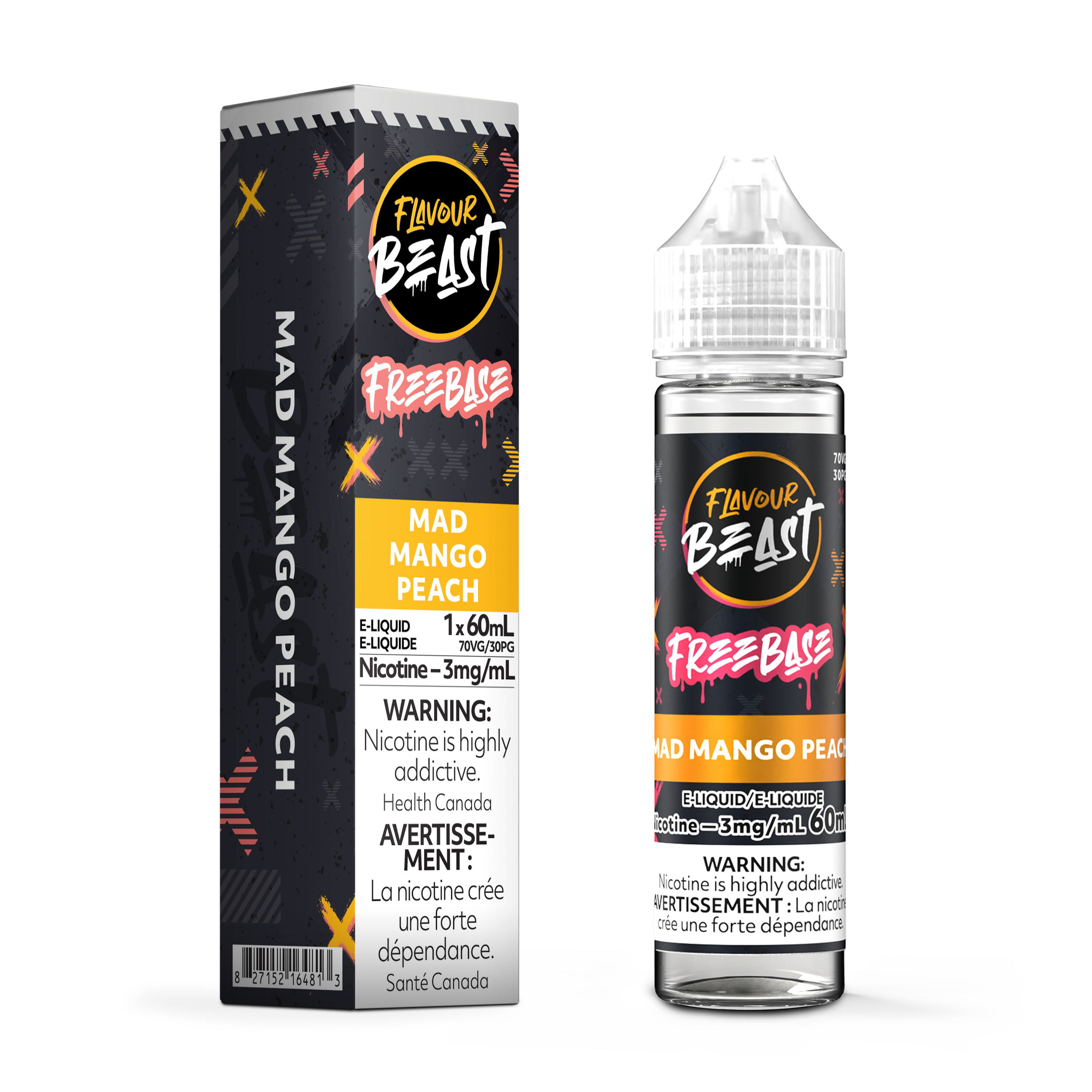 MAD MANGO PEACH - FLAVOUR BEAST FREEBASE E LIQUID (60mL)