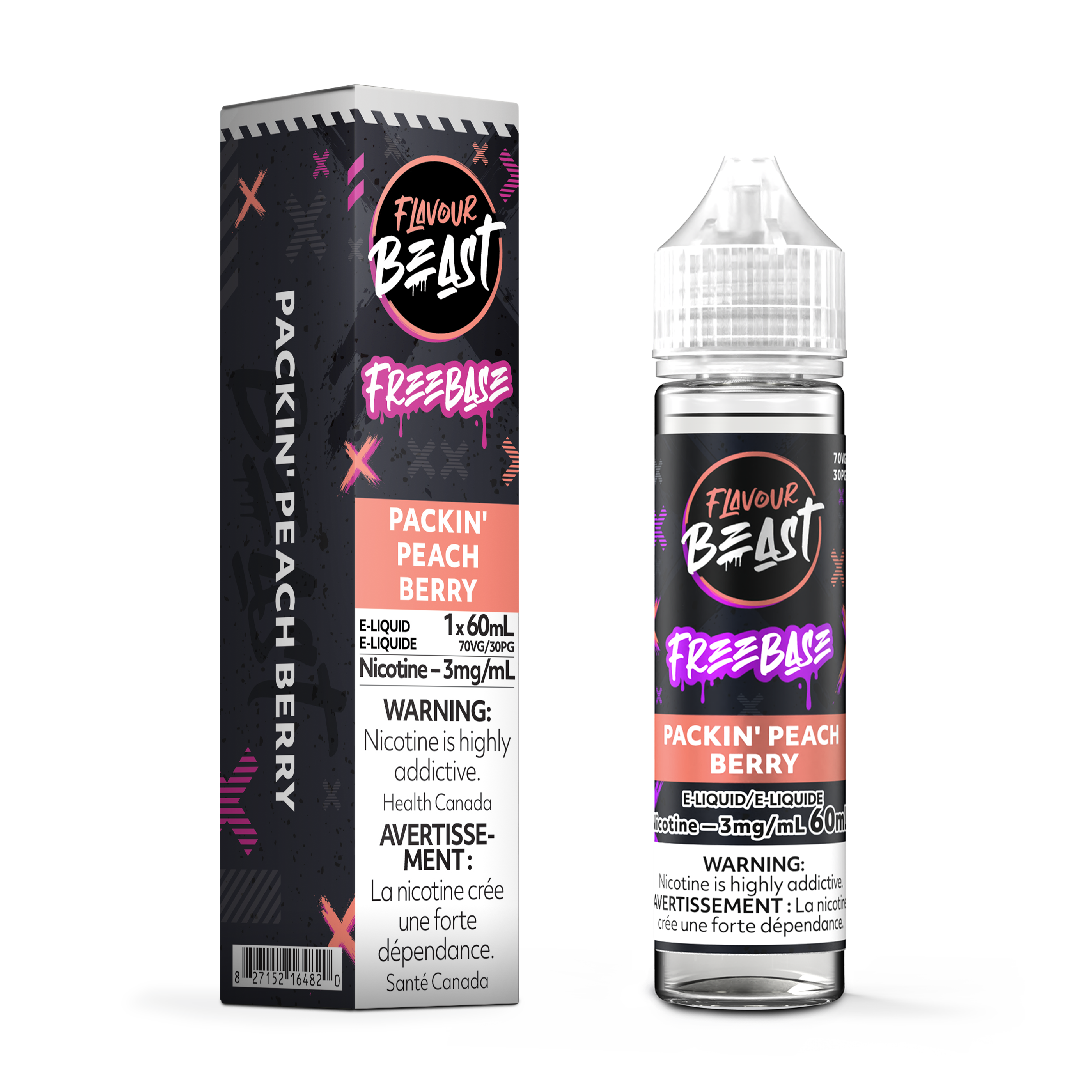 PACKIN' PEACH BERRY - FLAVOUR BEAST FREEBASE E LIQUID (60mL)