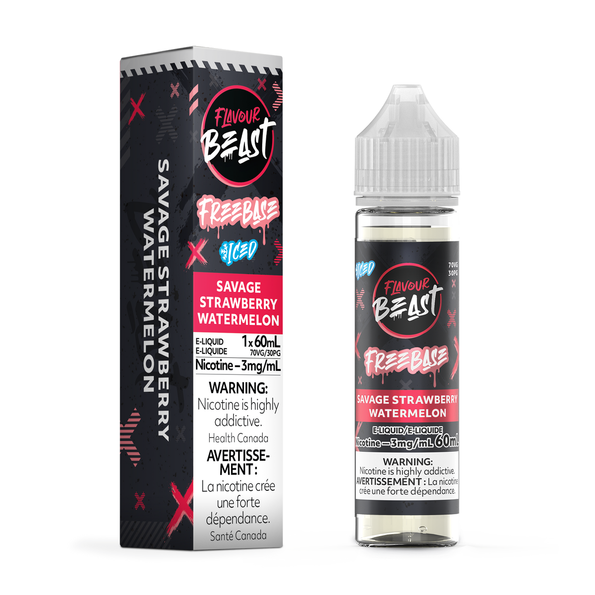 SAVAGE STRAWBERRY WATERMELON - FLAVOUR BEAST FREEBASE E LIQUID (60mL)