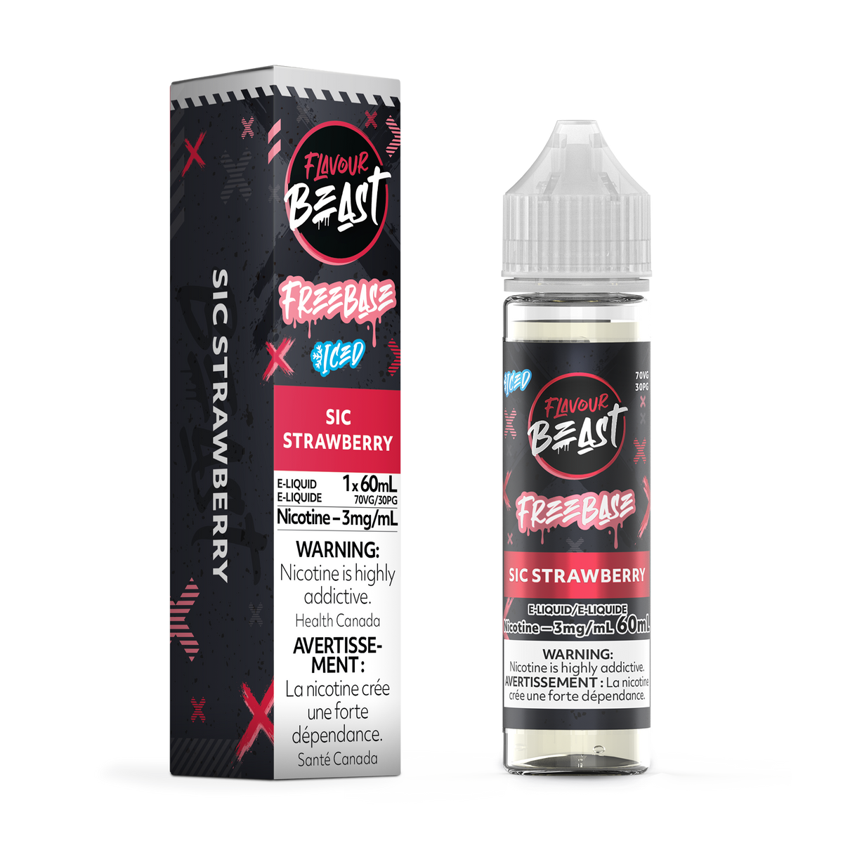 SIC STRAWBERRY - FLAVOUR BEAST FREEBASE E LIQUID (60mL)