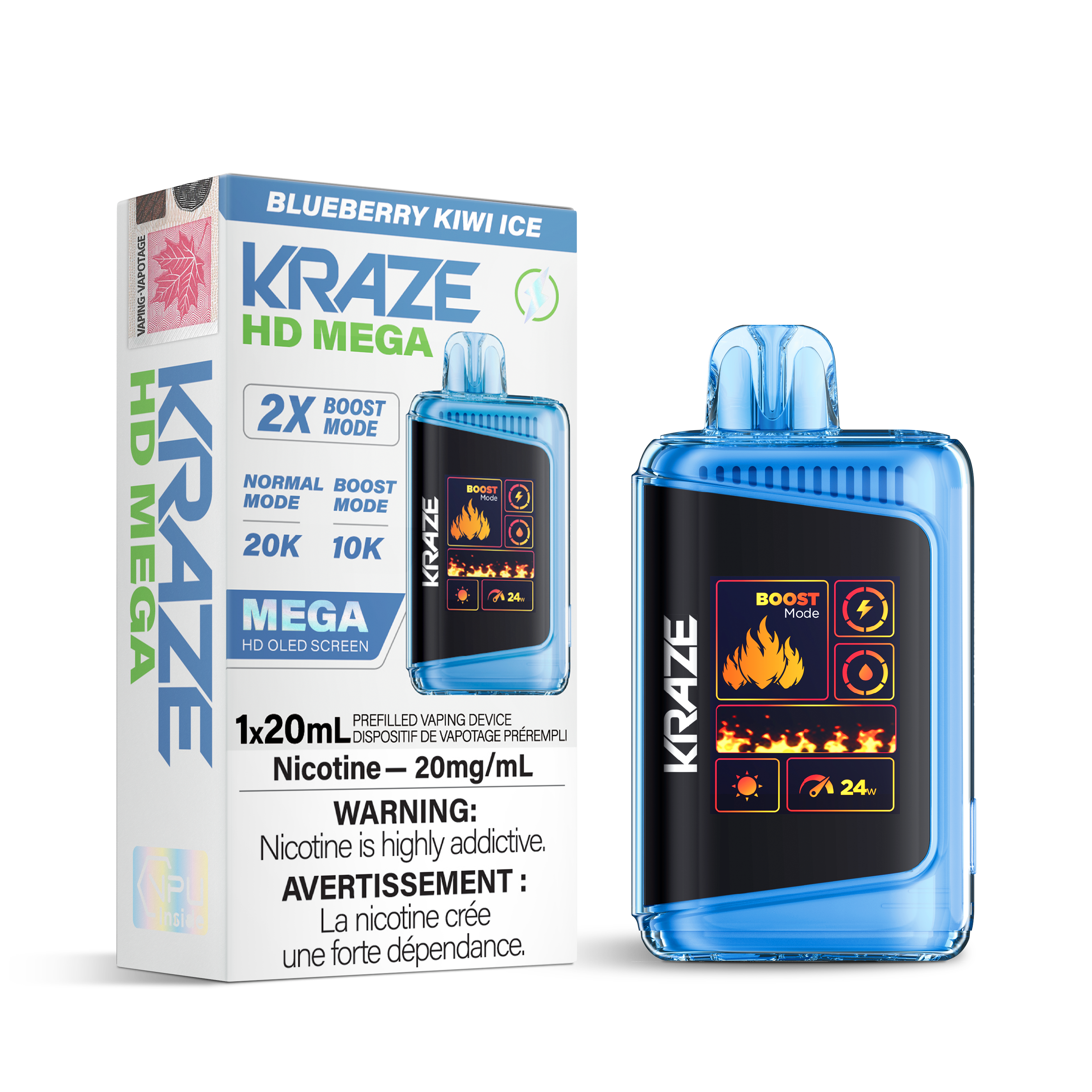 BLUEBERRY KIWI ICE - KRAZE HD MEGA