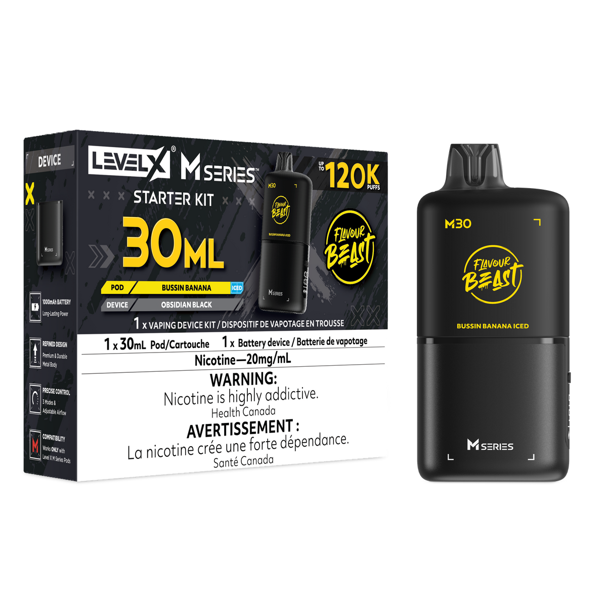 BUSSIN BANANA ICED - LEVEL X M30 STARTER KIT (DEVICE & M30 POD)