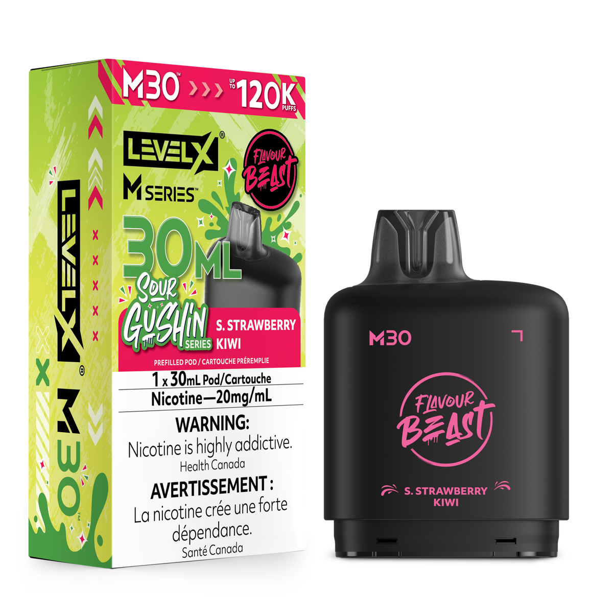 GUSHIN S. STRAWBERRY KIWI - LEVEL X M30 (30mL) *LEVEL X M DEVICE REQUIRED*