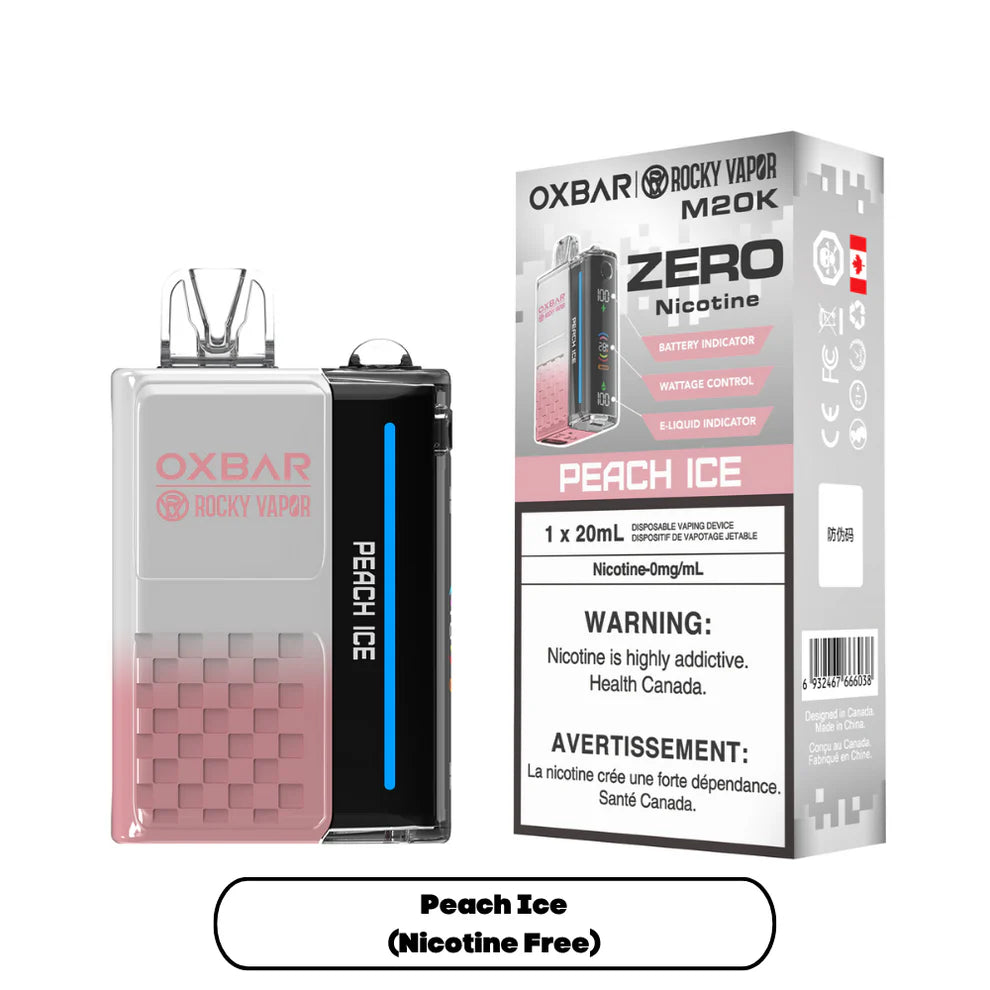 PEACH ICE - OXBAR M20K BY ROCKY VAPOR (ZERO NICOTINE)