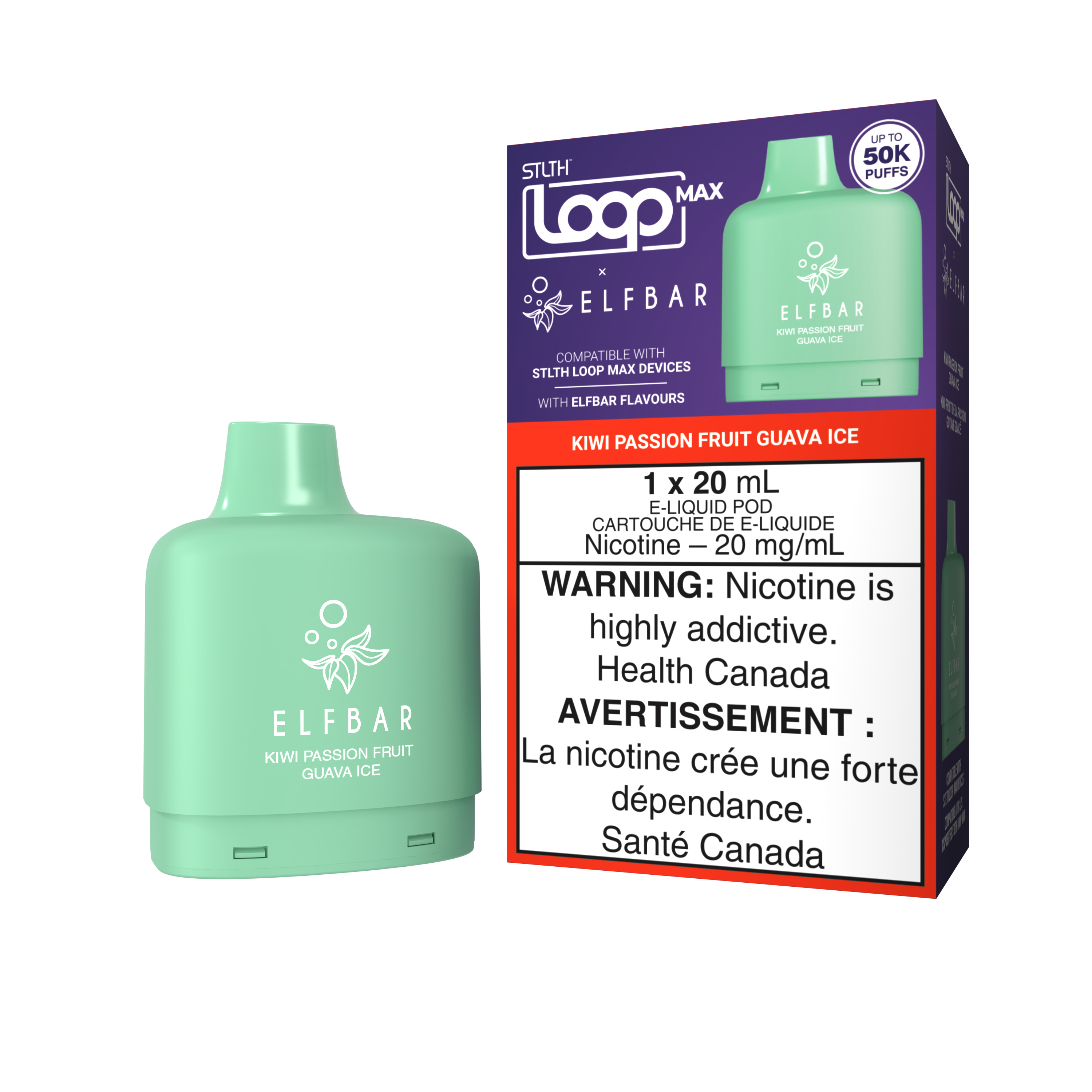 KIWI PASSION FRUIT GUAVA ICE - STLTH LOOP MAX X ELFBAR POD (20mL)