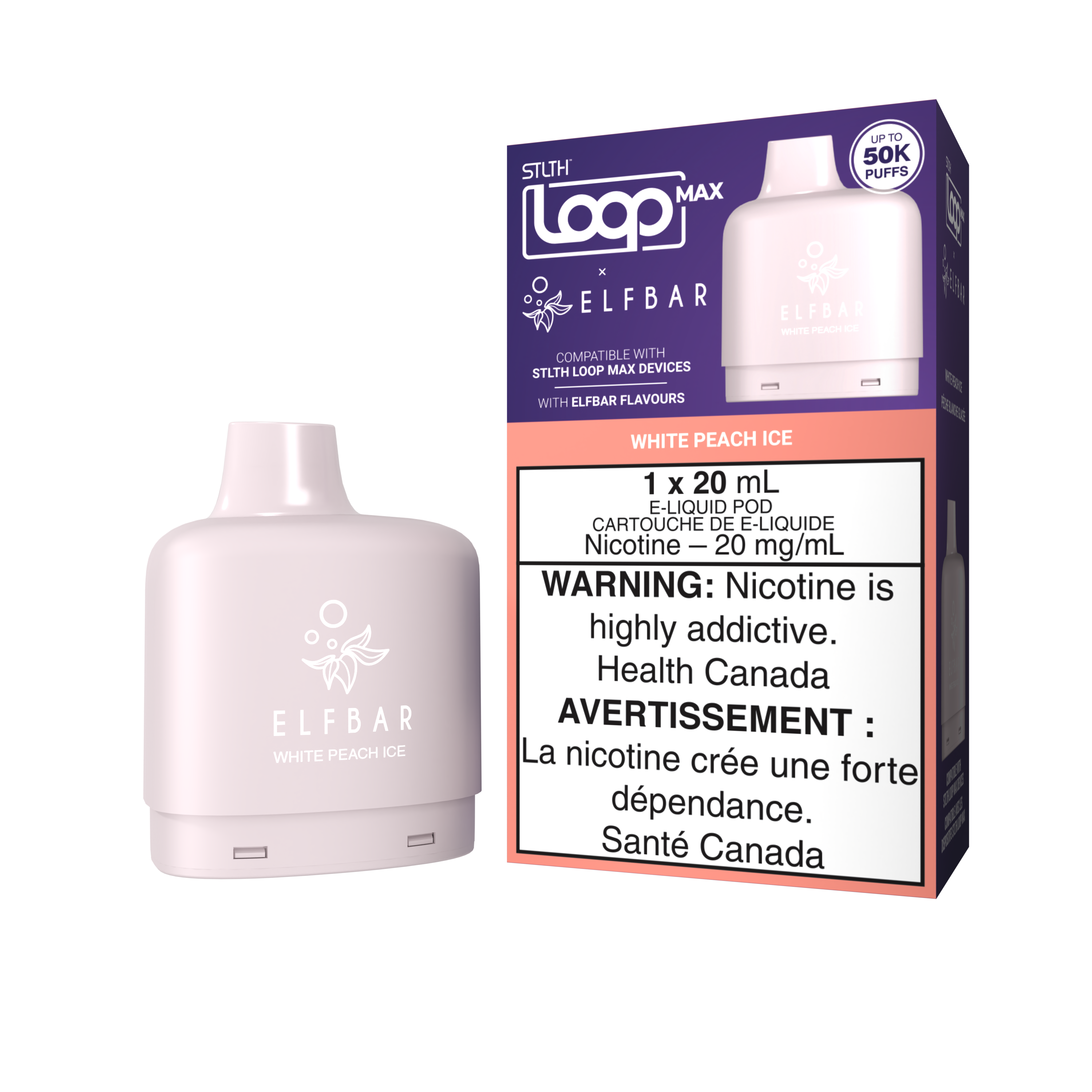 WHITE PEACH ICE - STLTH LOOP MAX X ELFBAR POD (20mL)