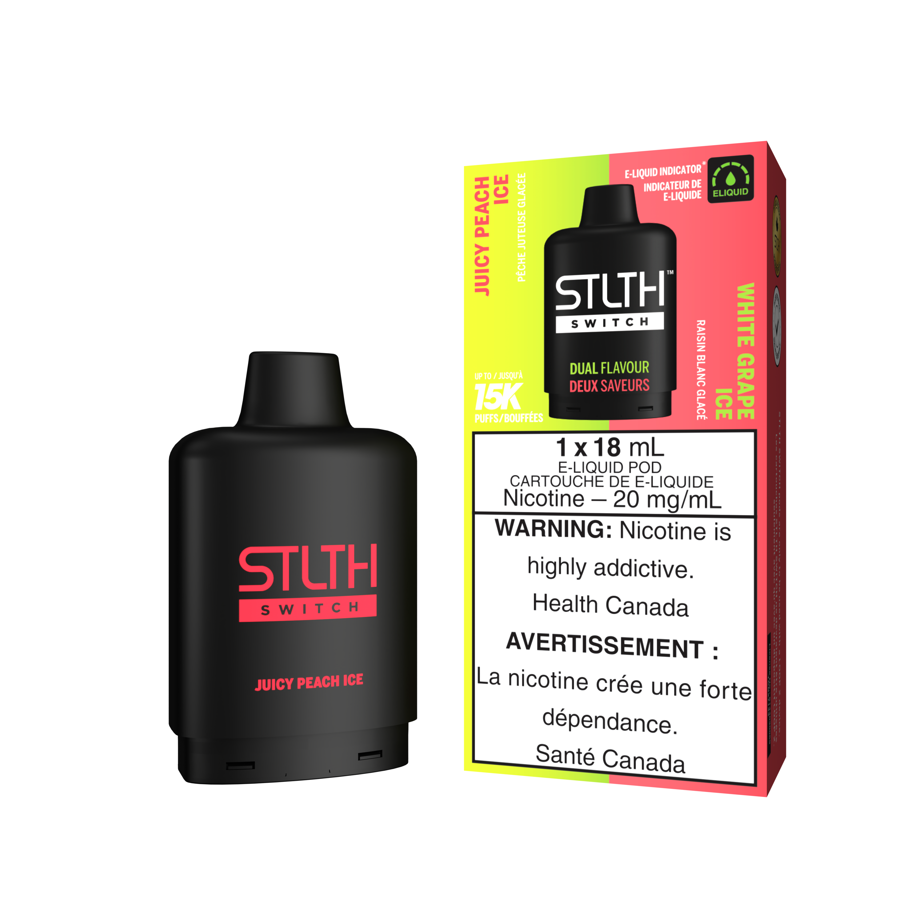 JUICY PEACH ICE & WHITE GRAPE ICE - STLTH SWITCH (18mL)
