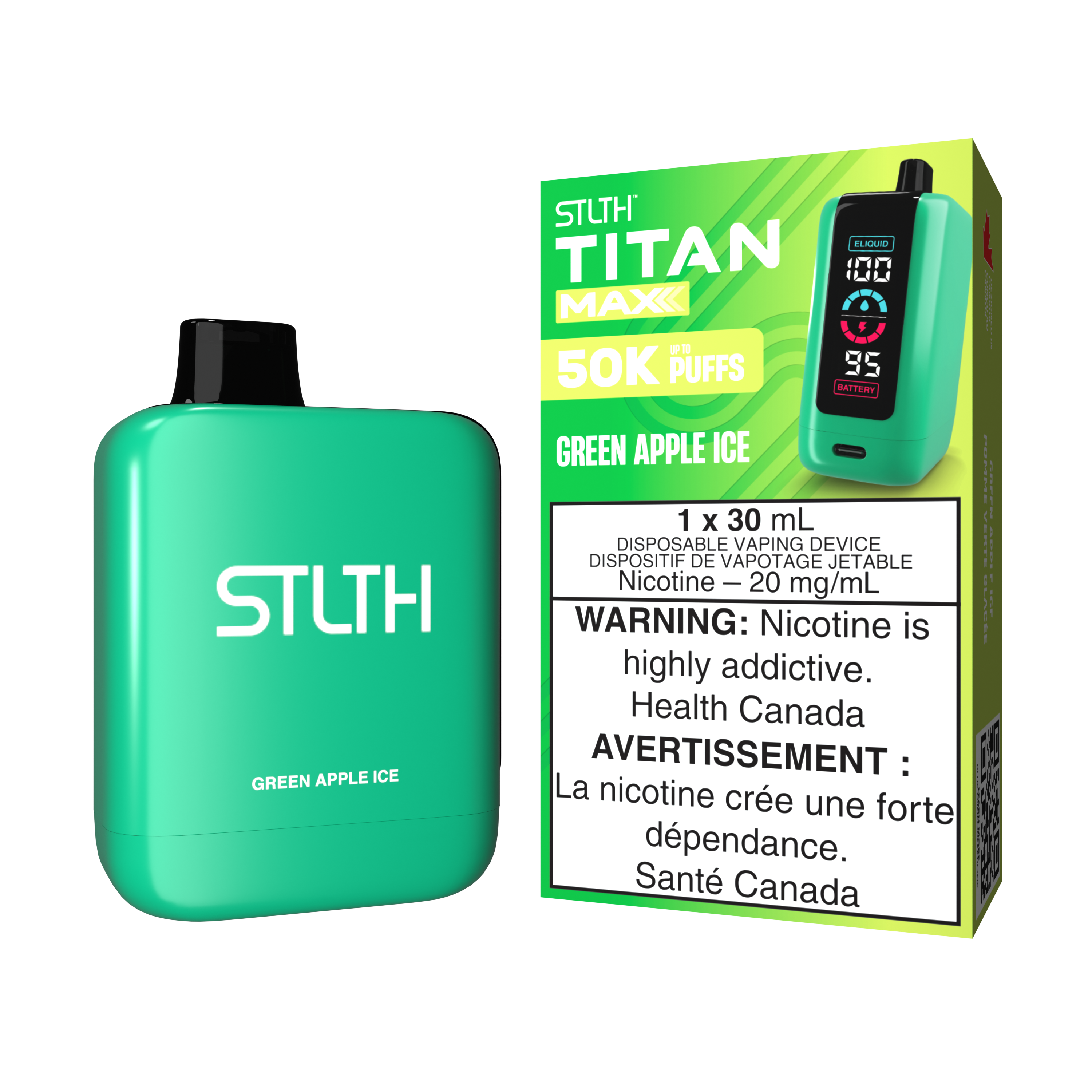 GREEN APPLE ICE - STLTH TITAN MAX DISPOSABLE (30mL)