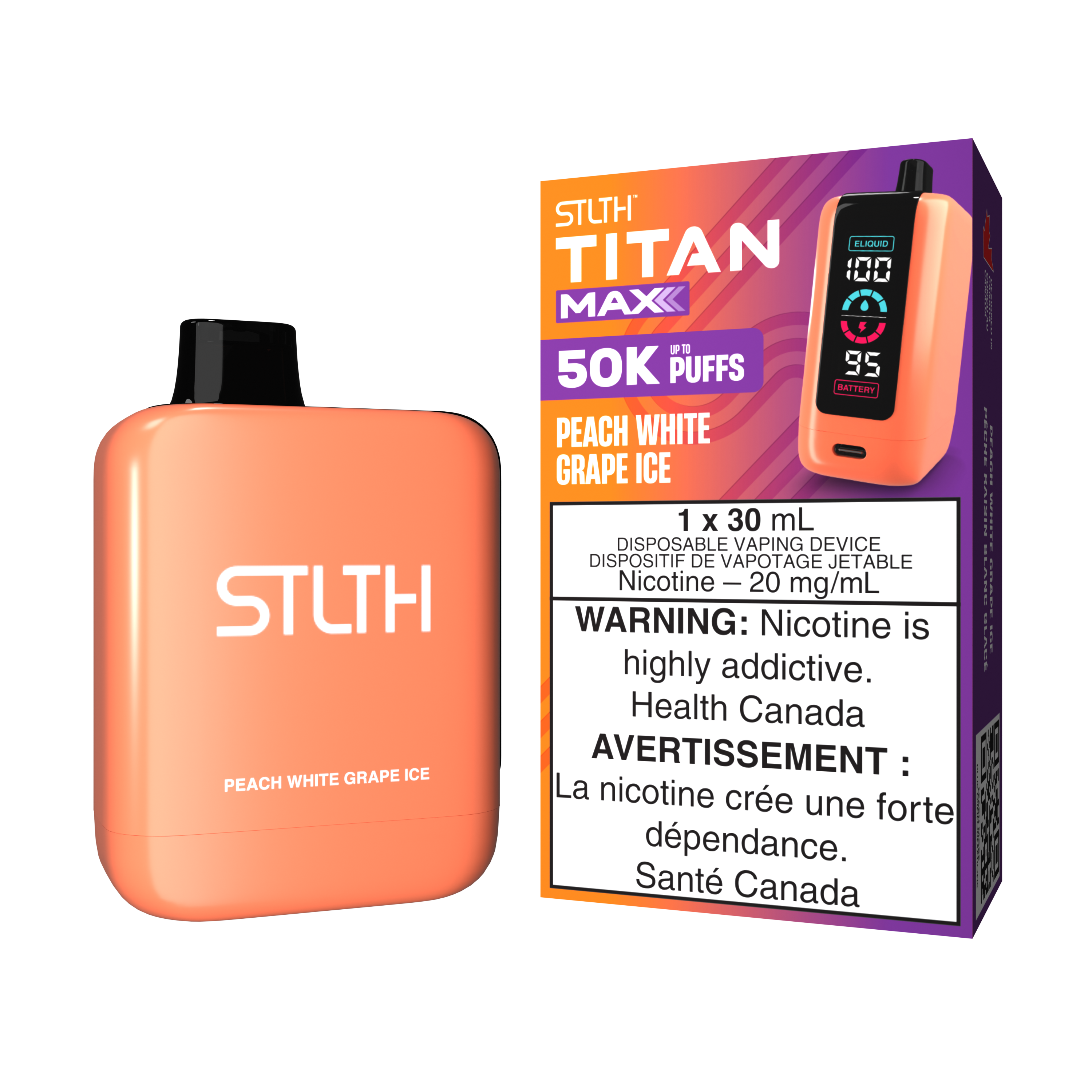 PEACH WHITE GRAPE ICE - STLTH TITAN MAX DISPOSABLE (30mL)