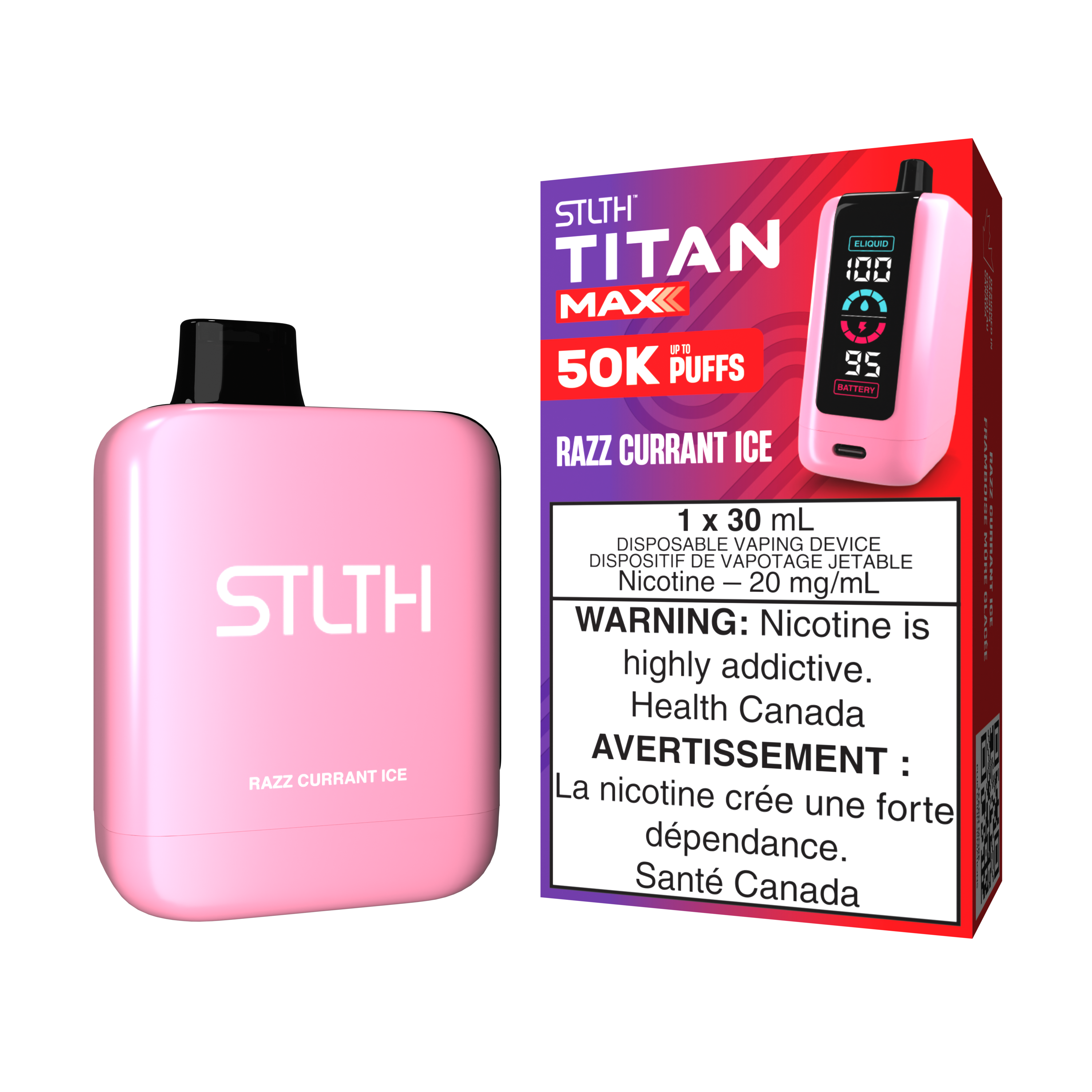RAZZ CURRANT ICE - STLTH TITAN MAX DISPOSABLE (30mL)