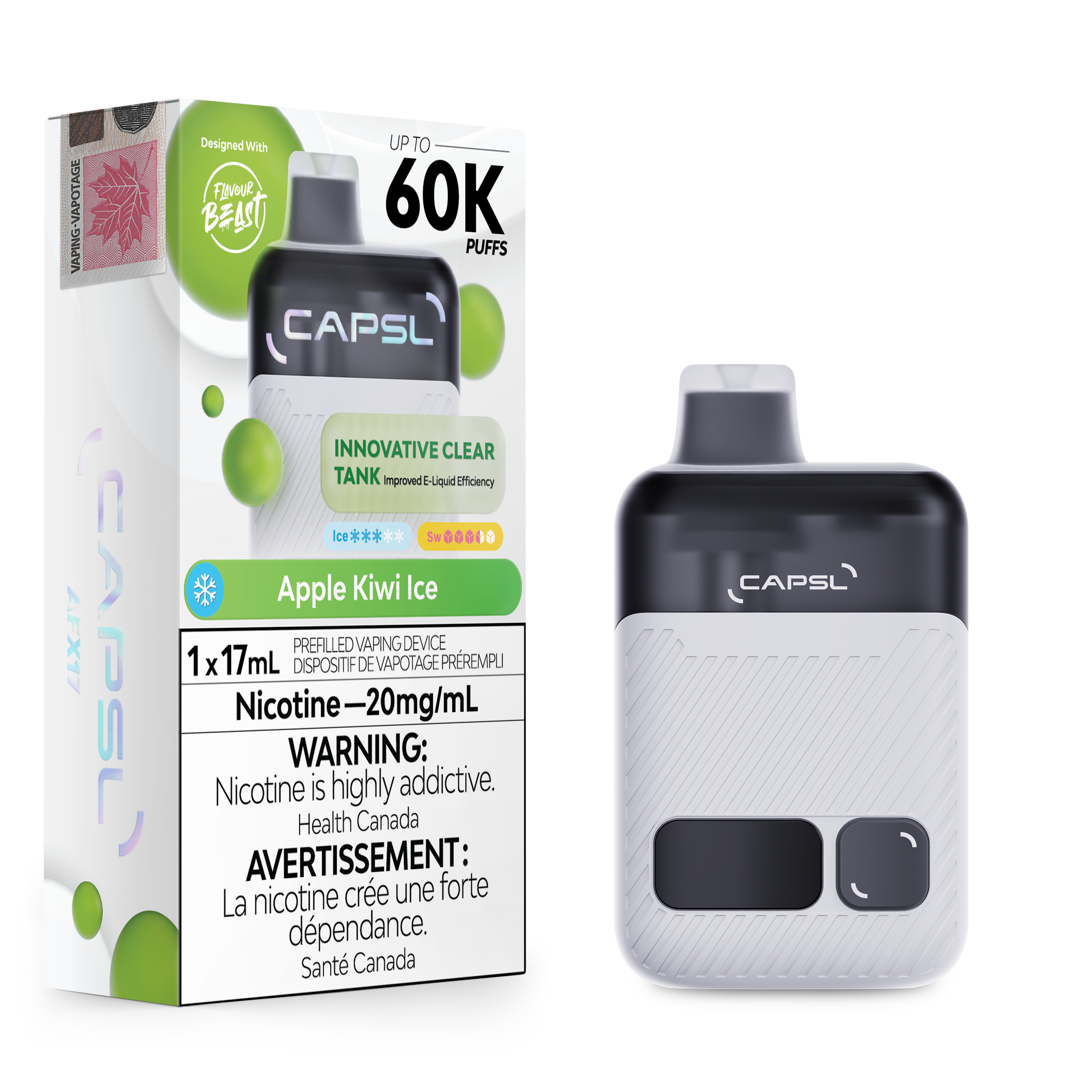 APPLE KIWI ICE - CAPSL DISPOSABLE (17mL)