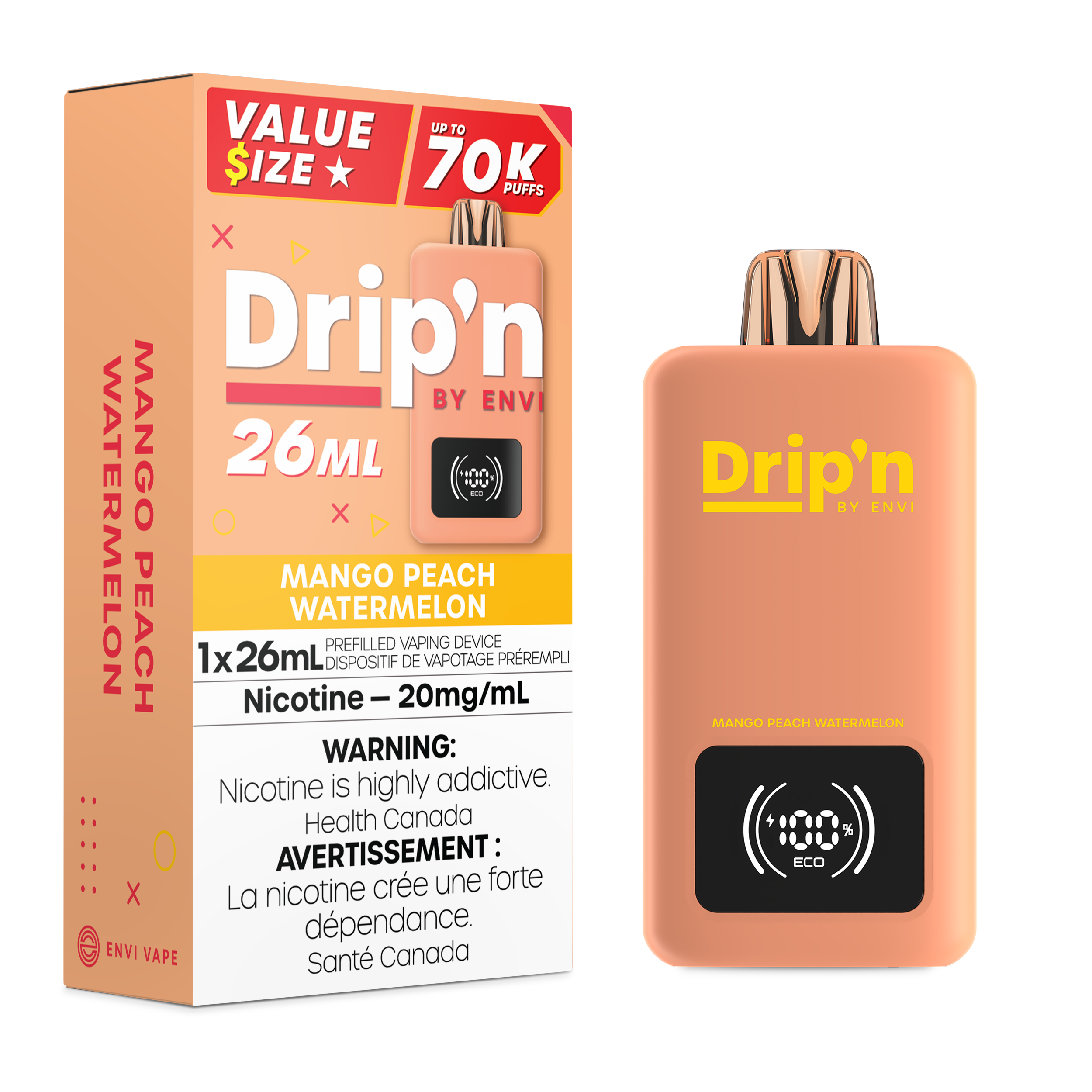 MANGO PEACH WATERMELON - DRIP'N 26ML BY ENVI