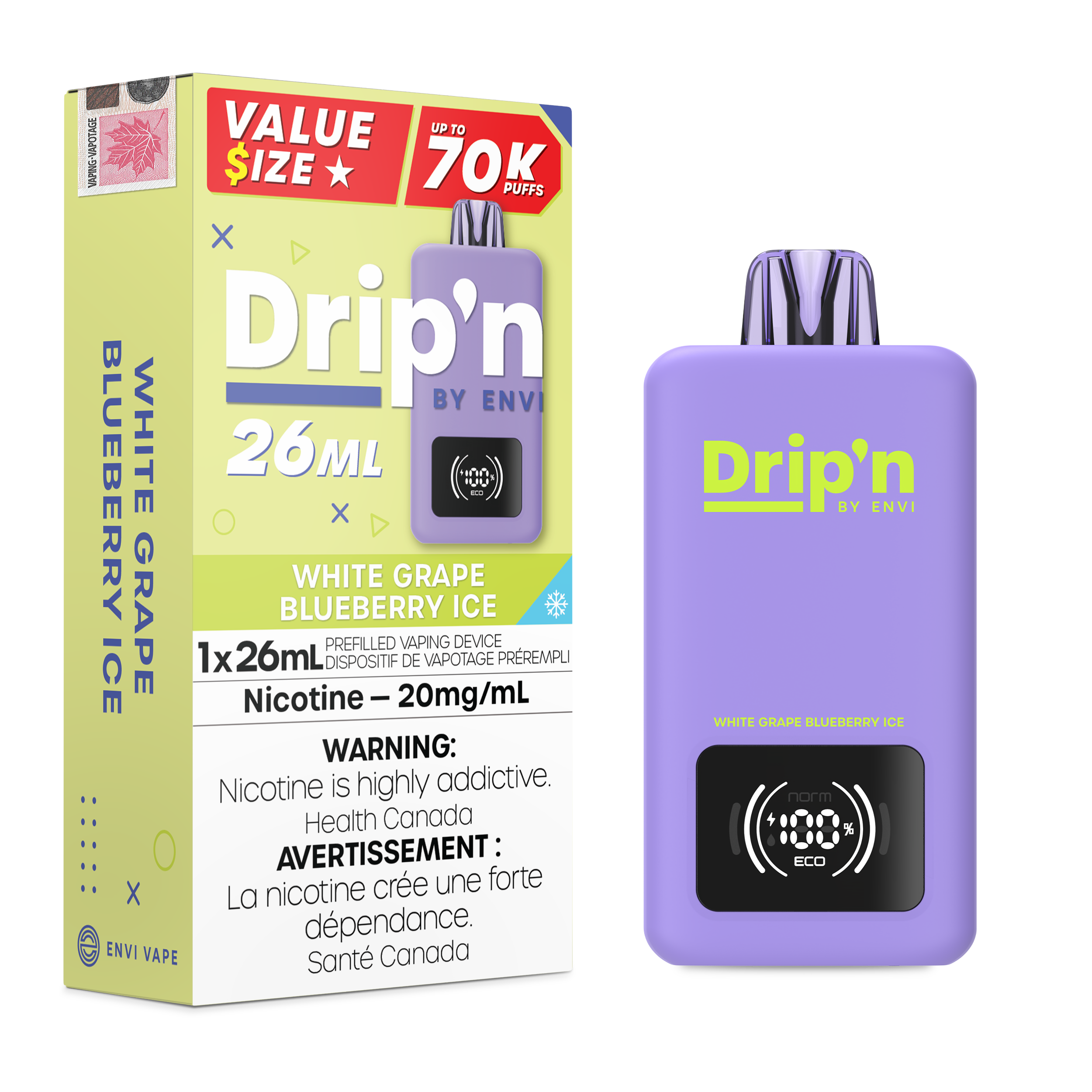WHITE GRAPE BLUEBERRY ICE - DRIP'N 26ML BY ENVI