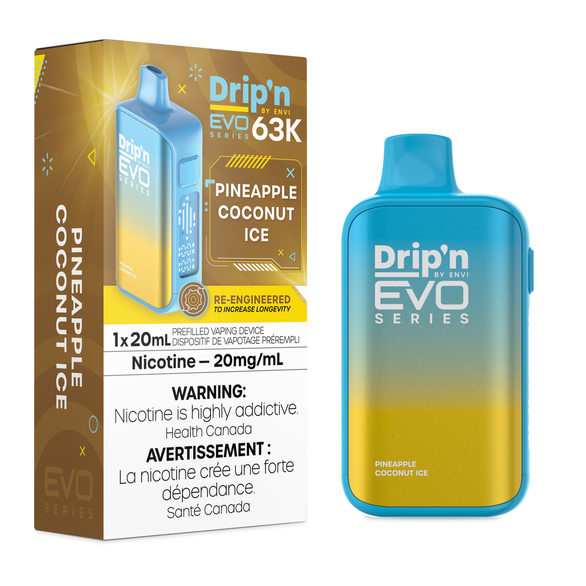 PINEAPPLE COCONUT ICE - DRIP'N EVO 63K BY ENVI (20ML)
