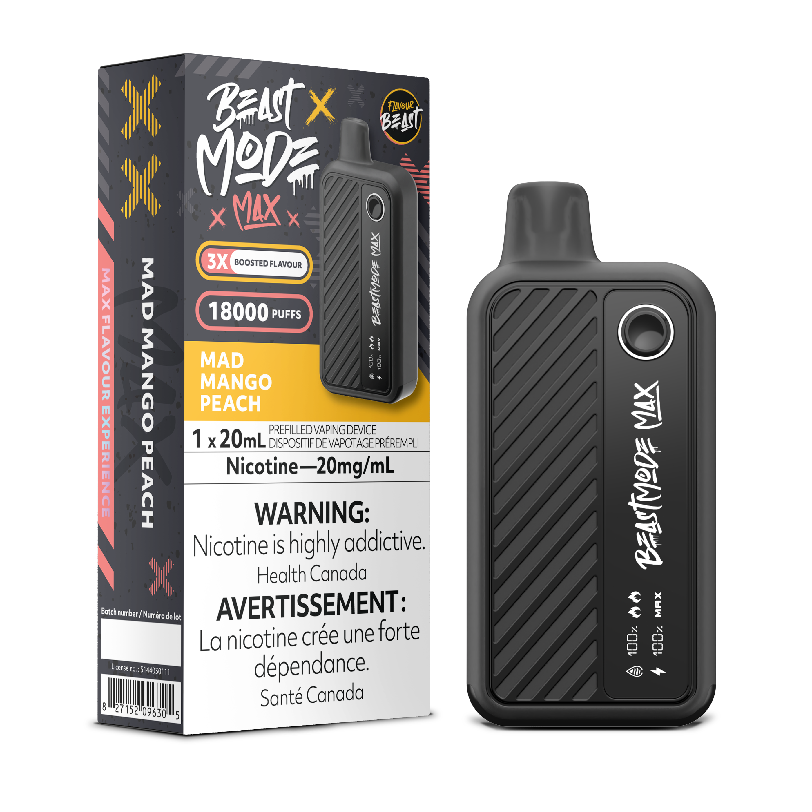 MAD MANGO PEACH - FLAVOUR BEAST BEAST MODE MAX (20mL) (ONTARIO)