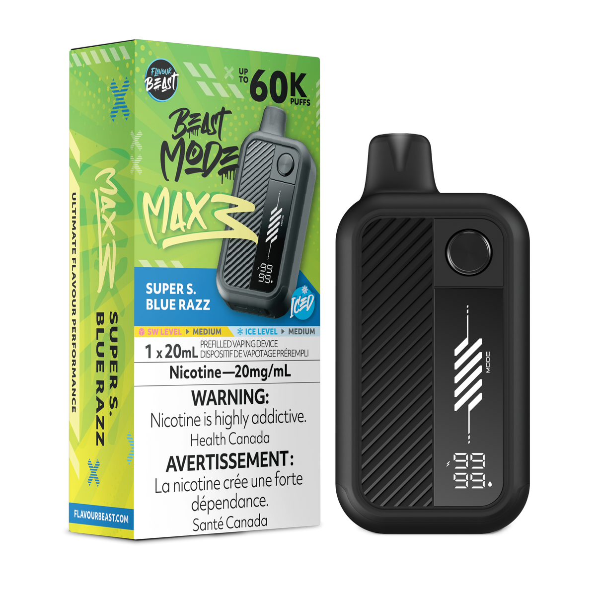 SUPER S. BLUE RAZZ - FLAVOUR BEAST BEAST MODE MAX 3 (20mL)