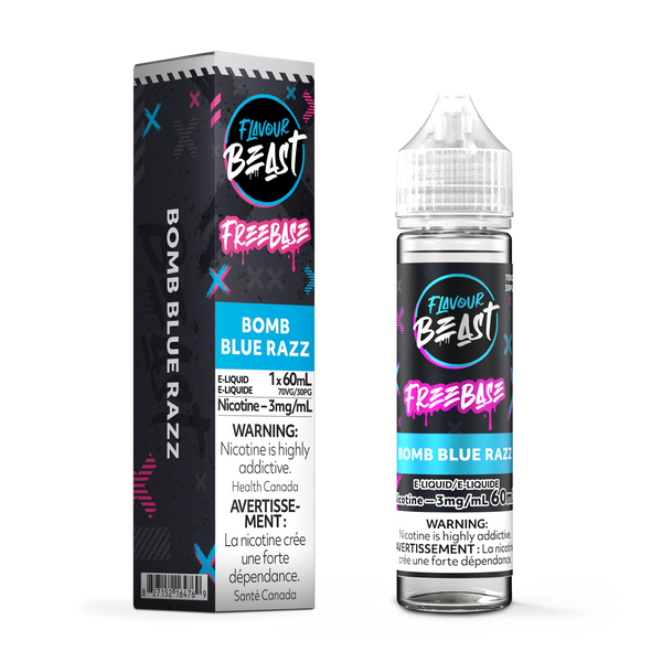 BOMB BLUE RAZZ - FLAVOUR BEAST FREEBASE E LIQUID (60mL) (ONTARIO)