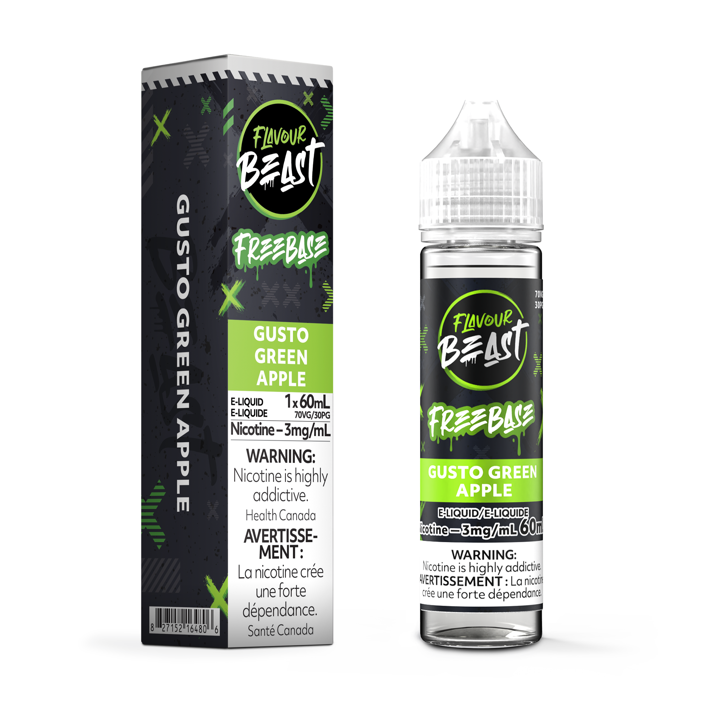 GUSTO GREEN APPLE - FLAVOUR BEAST FREEBASE E LIQUID (60mL) (ONTARIO)