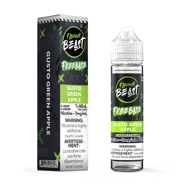GUSTO GREEN APPLE - FLAVOUR BEAST FREEBASE E LIQUID (60mL) (ONTARIO)