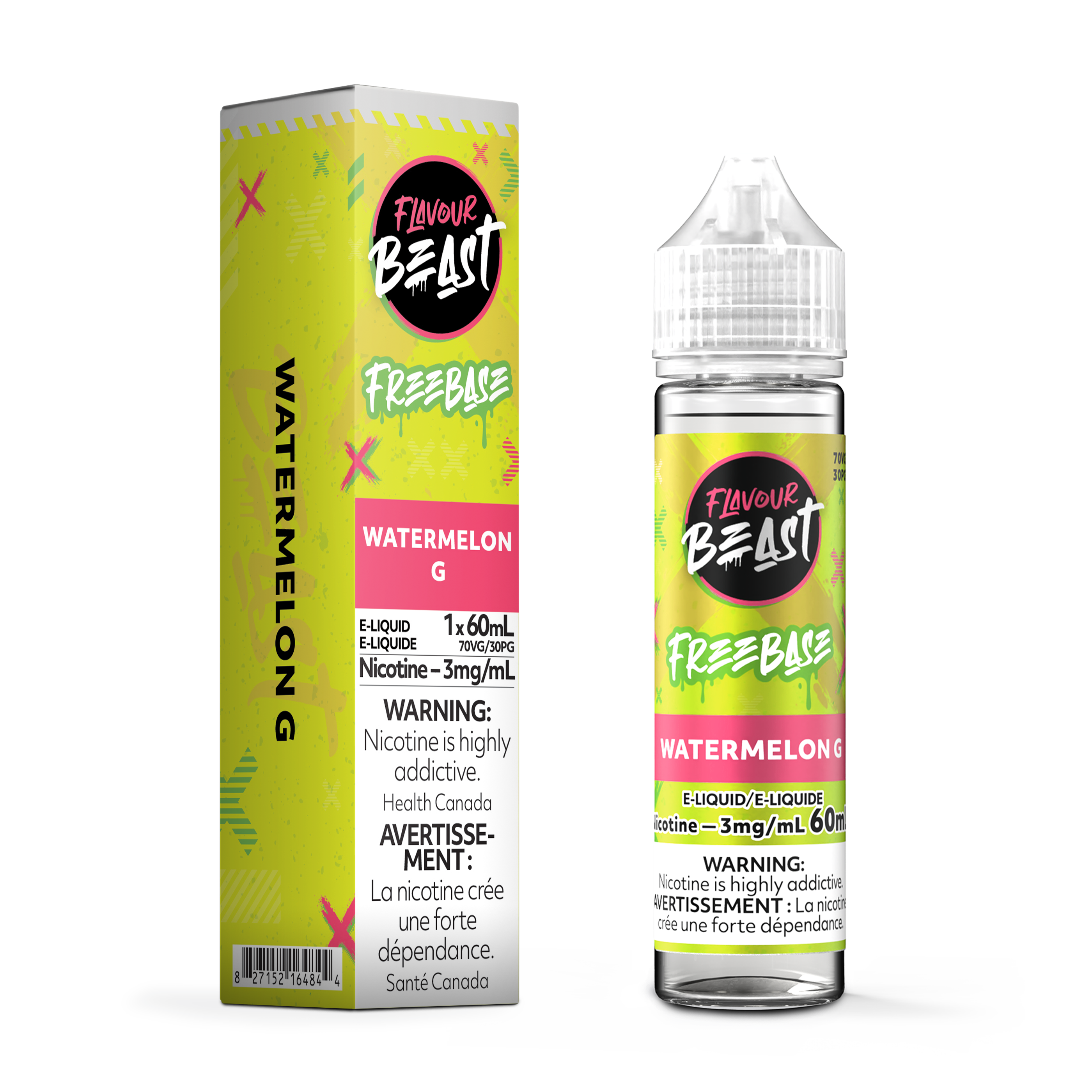 WATERMELON G - FLAVOUR BEAST FREEBASE E LIQUID (60mL)