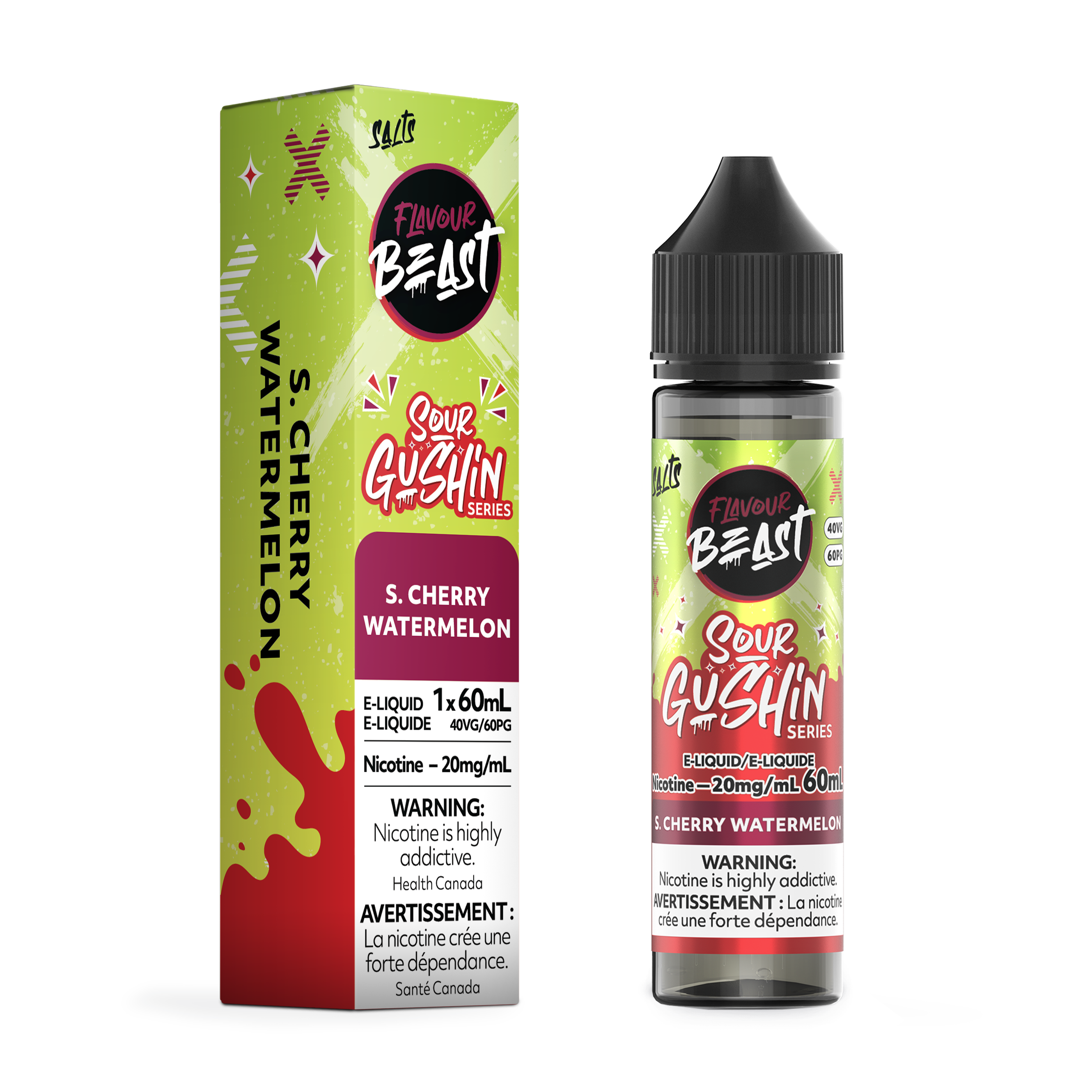 GUSHIN S. CHERRY WATERMELON - FLAVOUR BEAST E LIQUID (60mL)