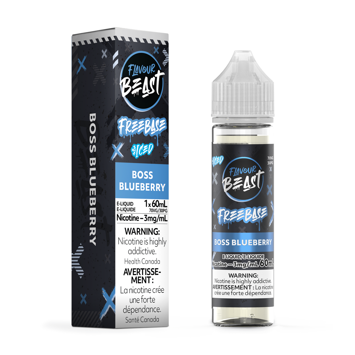 BOSS BLUEBERRY - FLAVOUR BEAST FREEBASE E LIQUID (60mL)