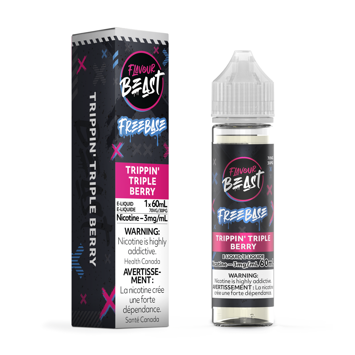 TRIPPIN' TRIPLE BERRY - FLAVOUR BEAST FREEBASE E LIQUID (60mL)