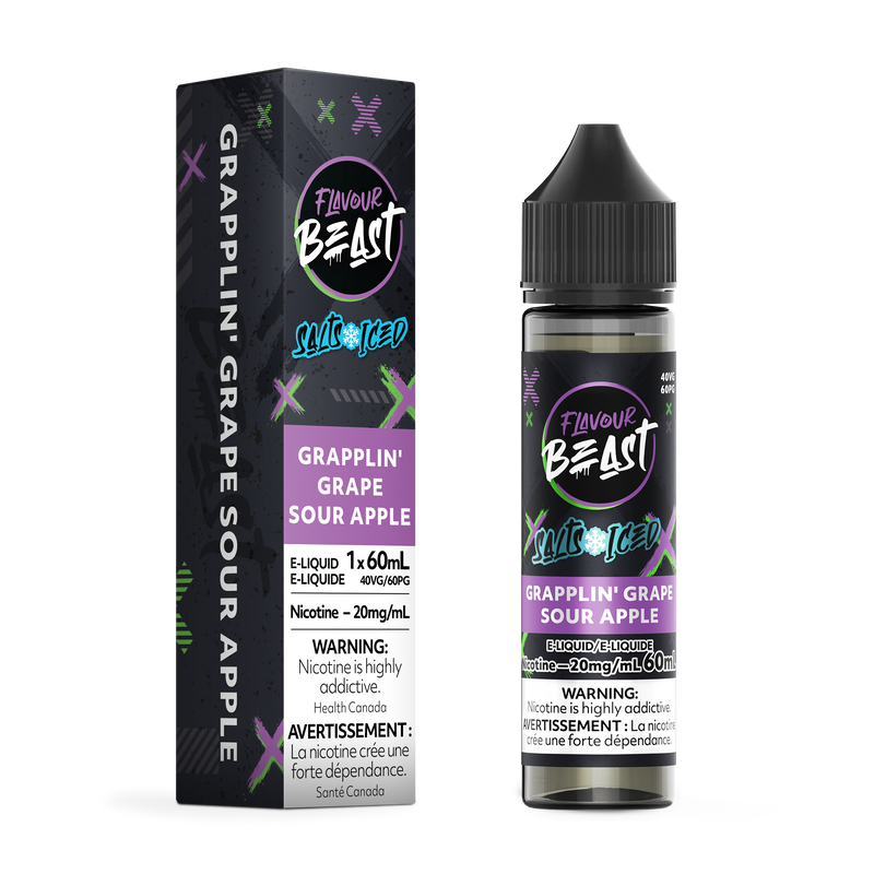 GRAPPLIN' GRAPE SOUR APPLE (ICED) - FLAVOUR BEAST E LIQUID (60mL) (ONTARIO)