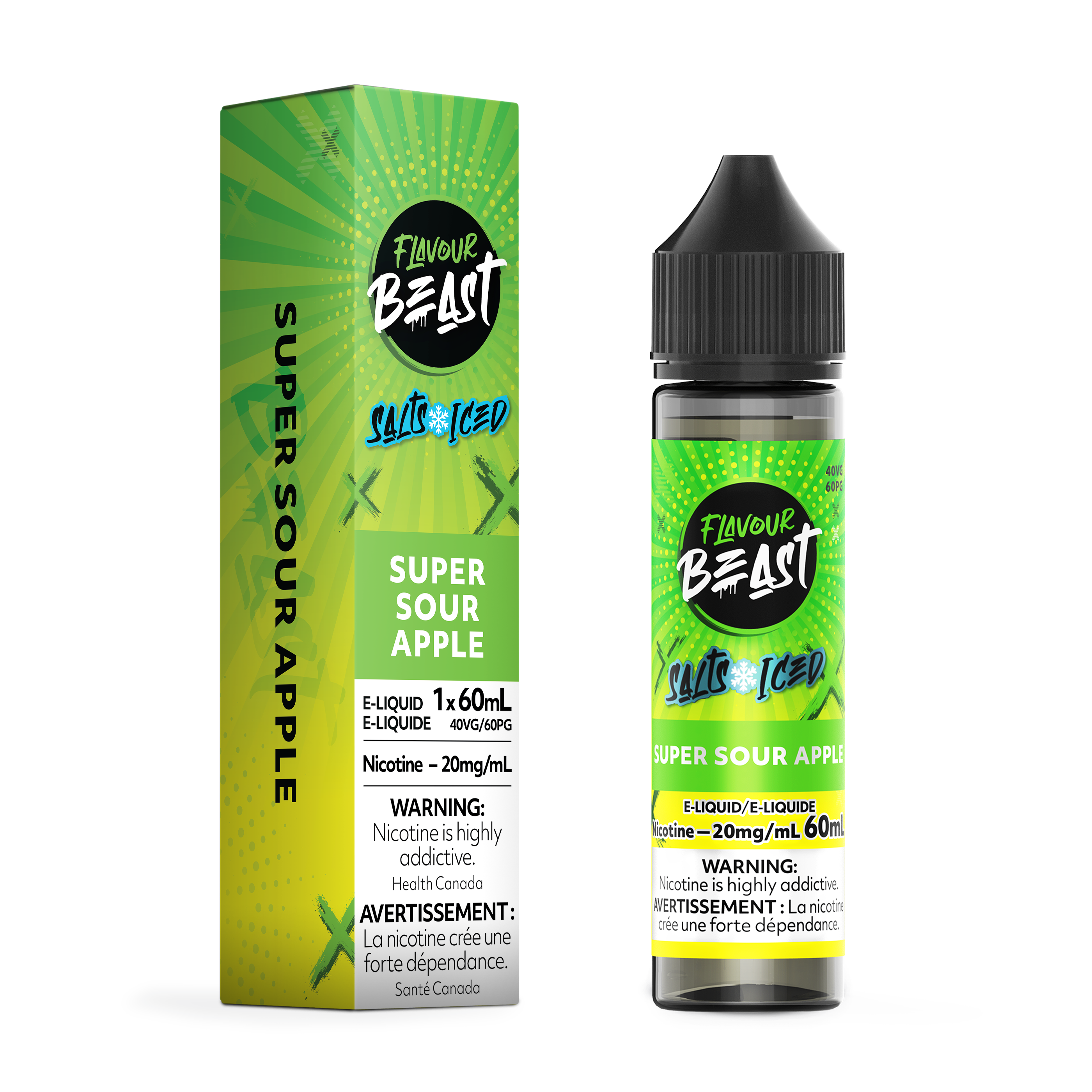 SUPER SOUR APPLE (ICED) - FLAVOUR BEAST E LIQUID (60mL) (ONTARIO)