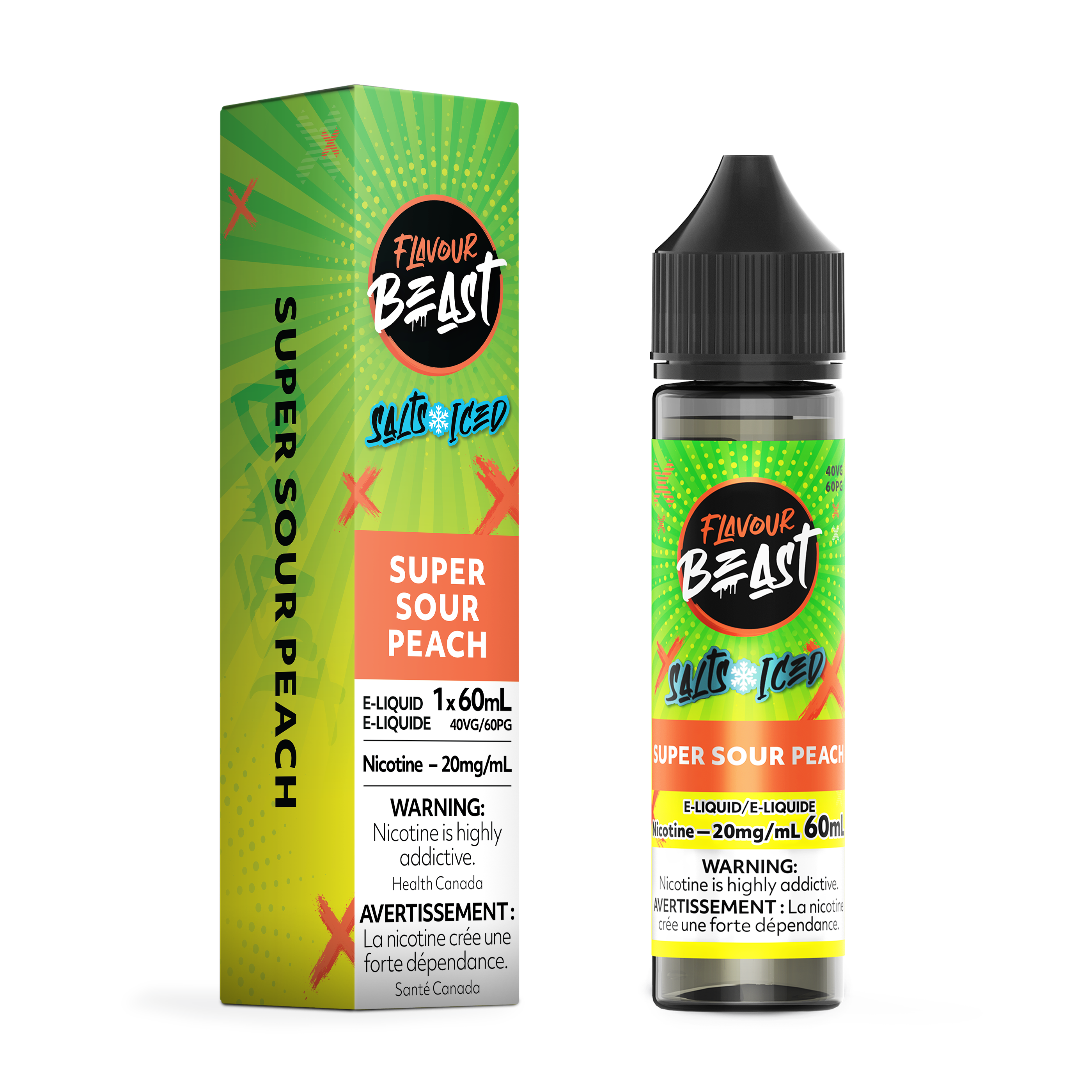 SUPER SOUR PEACH (ICED) - FLAVOUR BEAST E LIQUID (60mL) (ONTARIO)