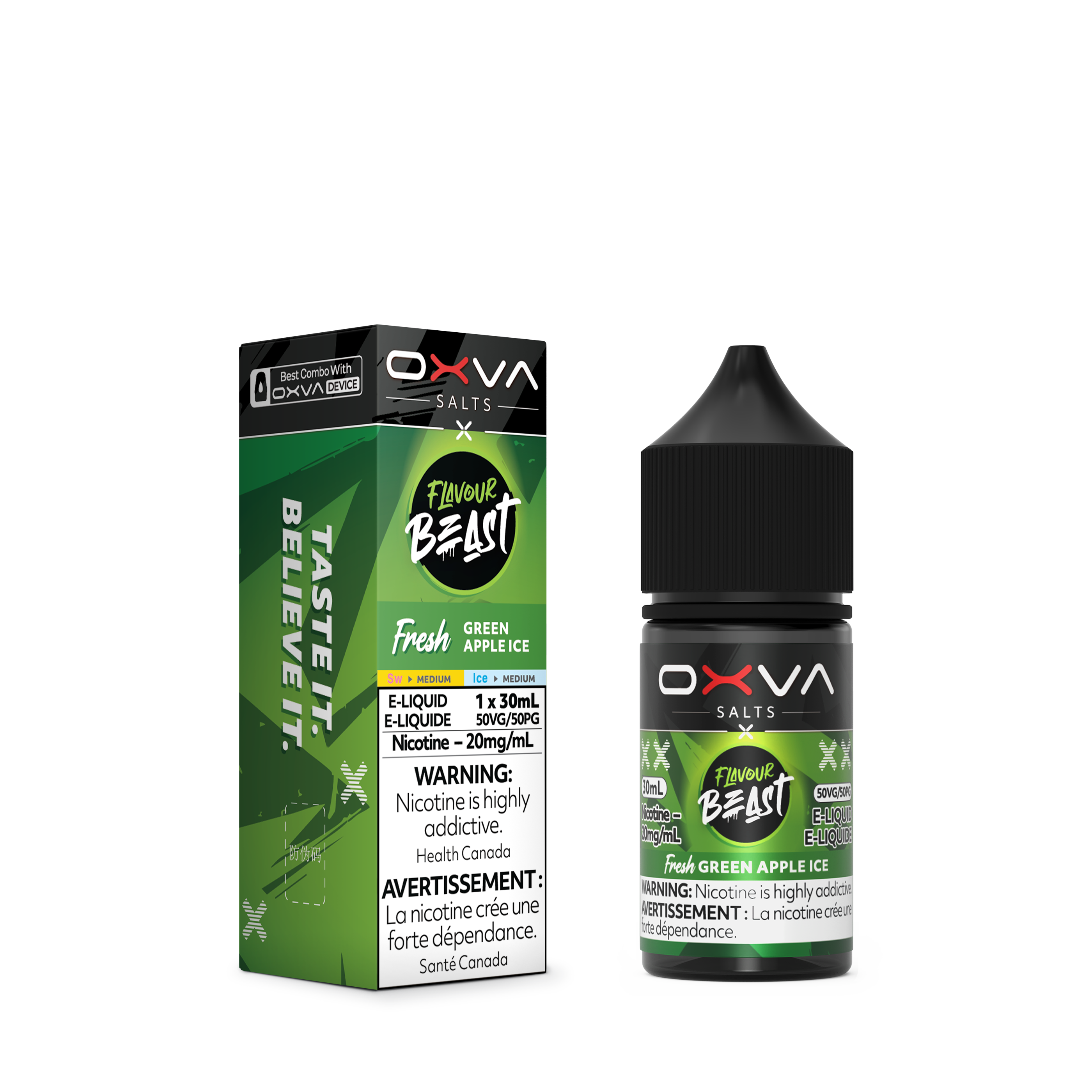 GREEN APPLE ICE - FLAVOUR BEAST X OXVA FRESH E LIQUID (30mL)