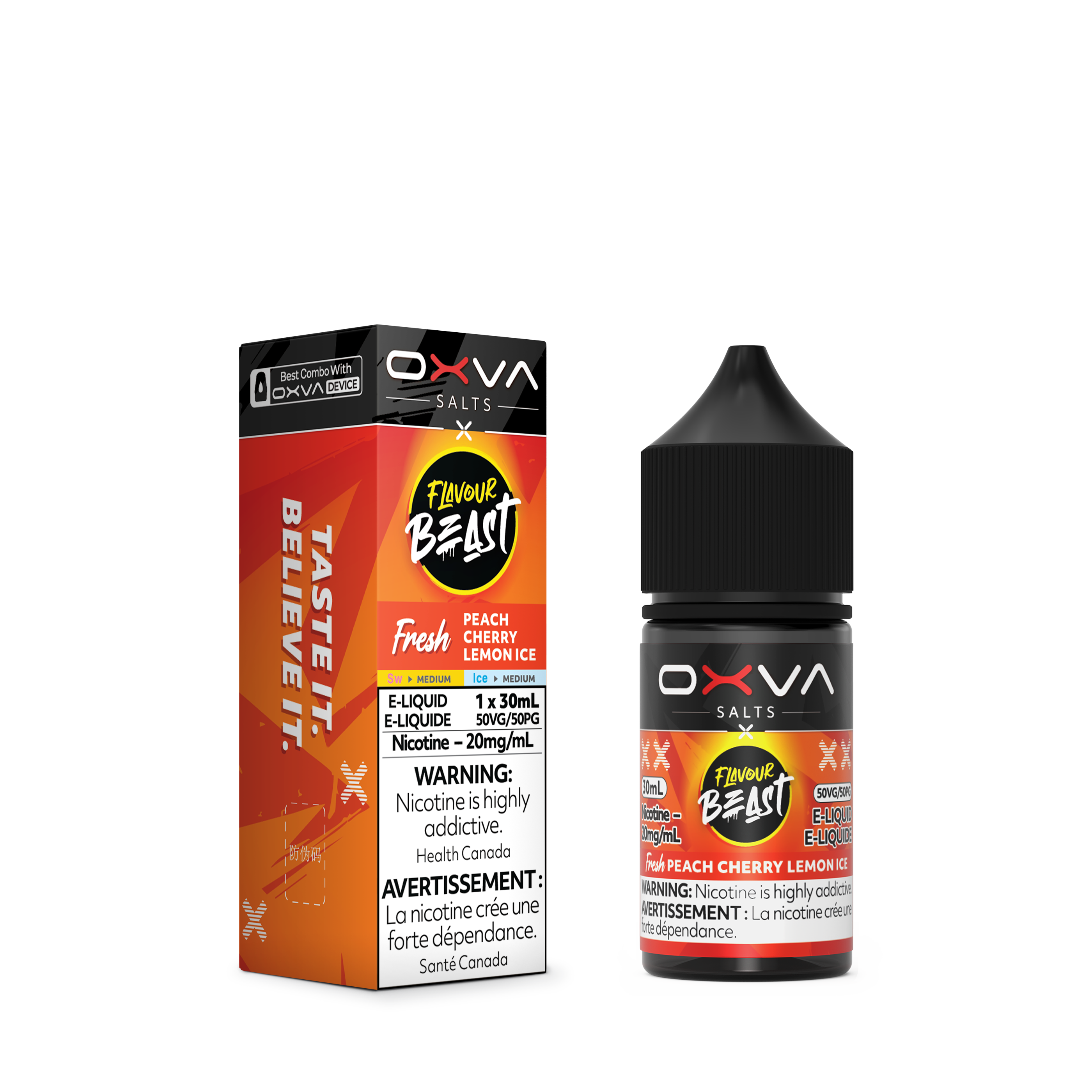 PEACH CHERRY LEMON ICE - FLAVOUR BEAST X OXVA FRESH E LIQUID (30mL)