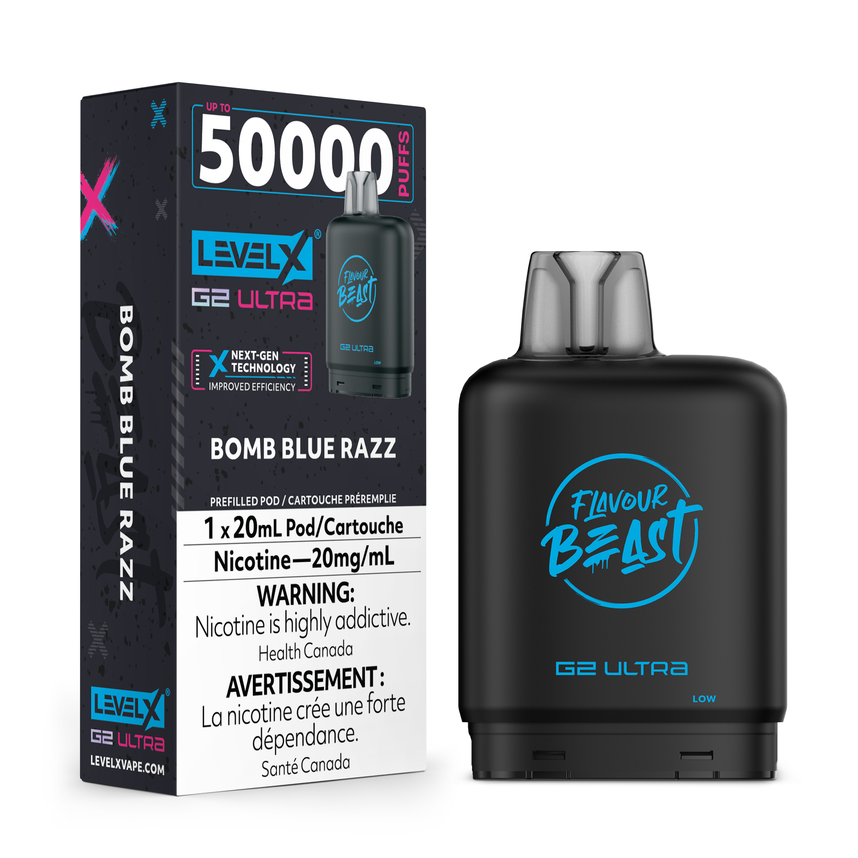 BOMB BLUE RAZZ - FLAVOUR BEAST LEVEL X G2 ULTRA LOW NICOTINE (10mg) (20mL)