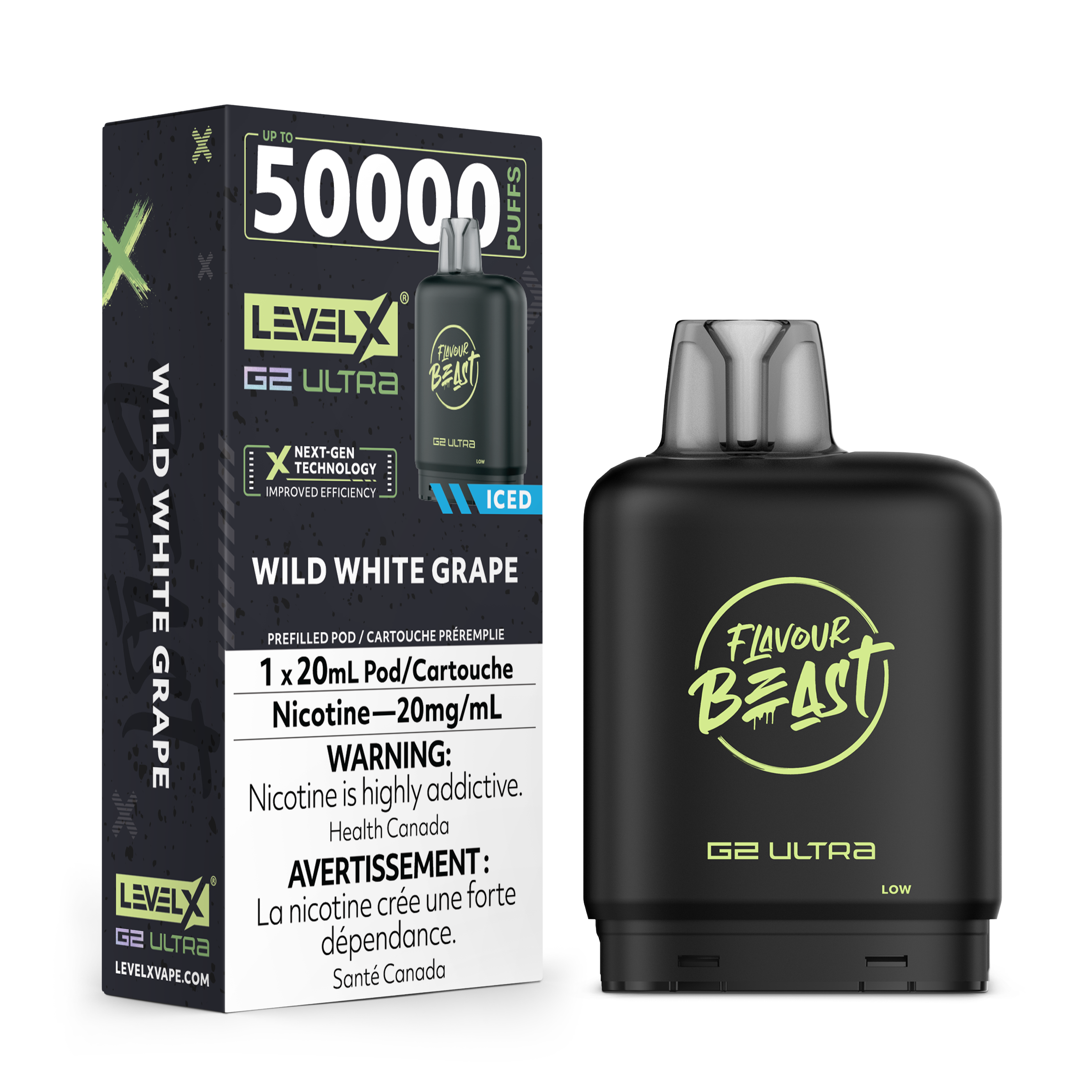 WILD WHITE GRAPE - FLAVOUR BEAST LEVEL X G2 ULTRA LOW NICOTINE (10mg) (20mL)