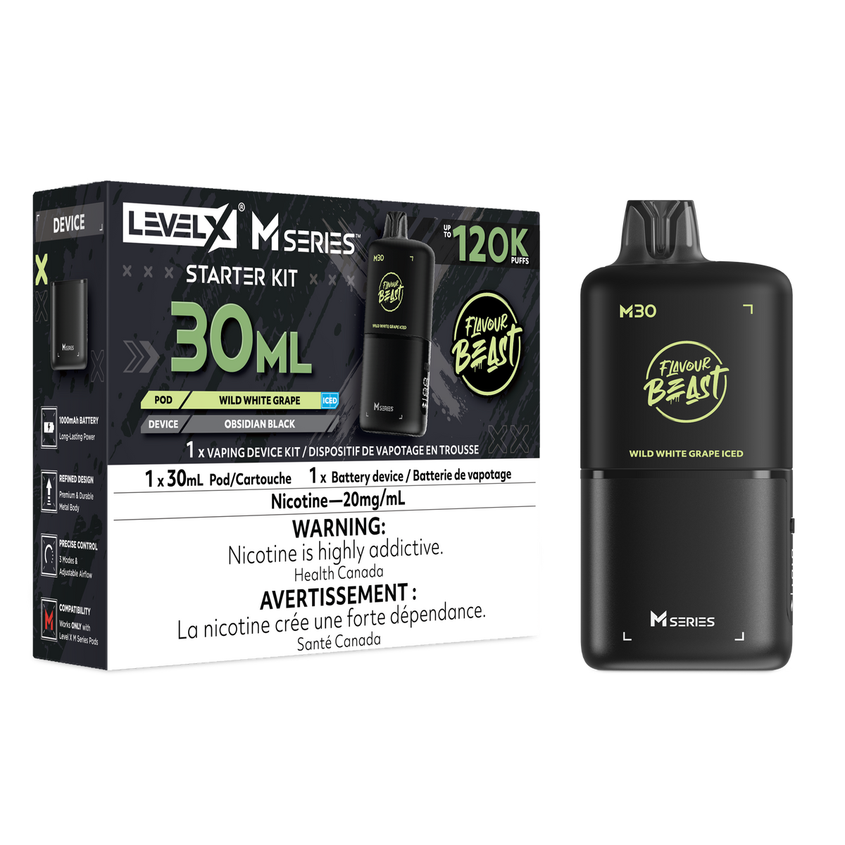 WILD WHITE GRAPE ICED - LEVEL X M30 STARTER KIT (DEVICE & M30 POD)
