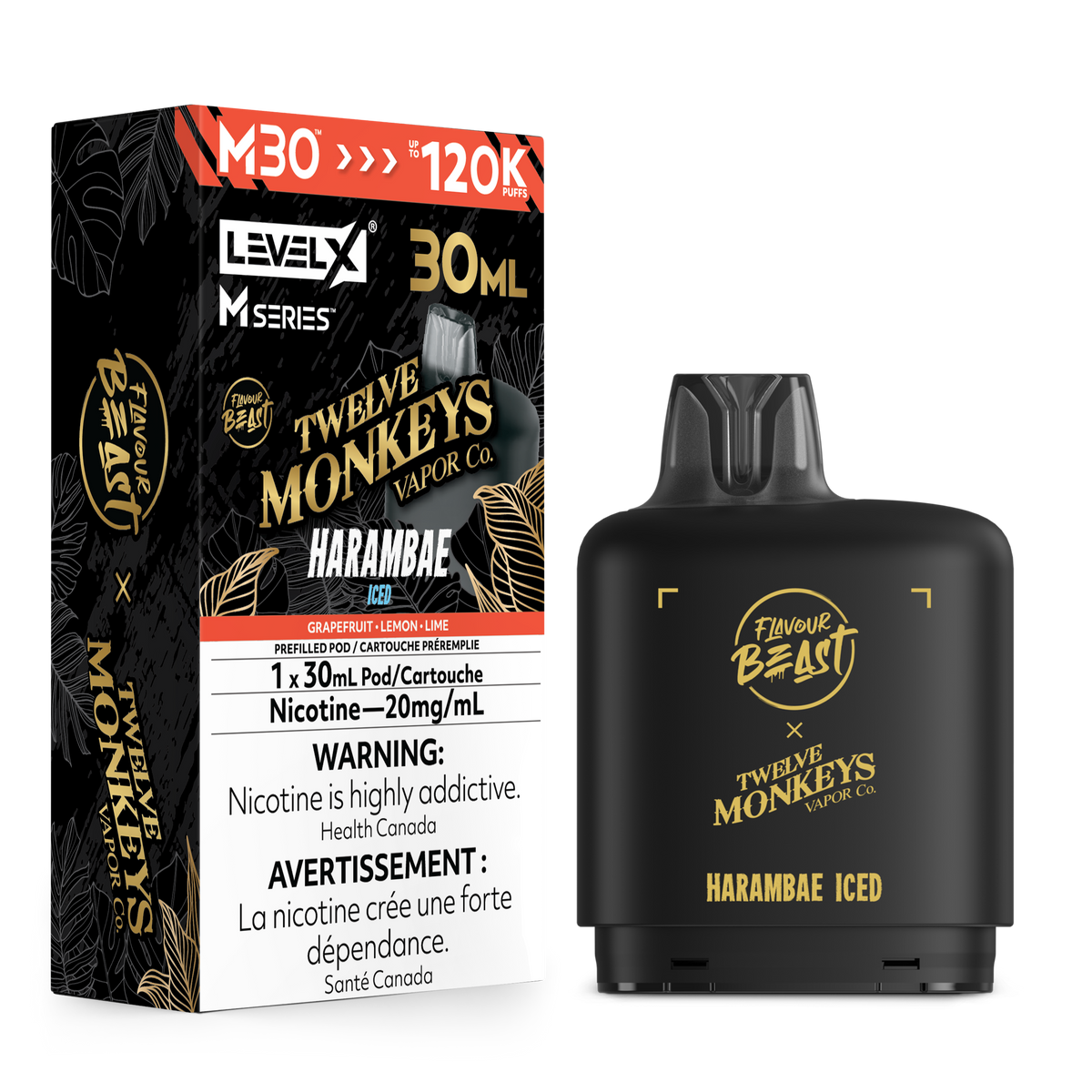 HARAMBAE ICED - FB X 12 MONKEYS LEVEL X M30 (30mL) *LEVEL X M DEVICE REQUIRED*