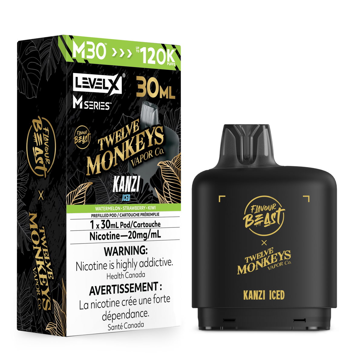 KANZI ICED - FB X 12 MONKEYS LEVEL X M30 (30mL) *LEVEL X M DEVICE REQUIRED*