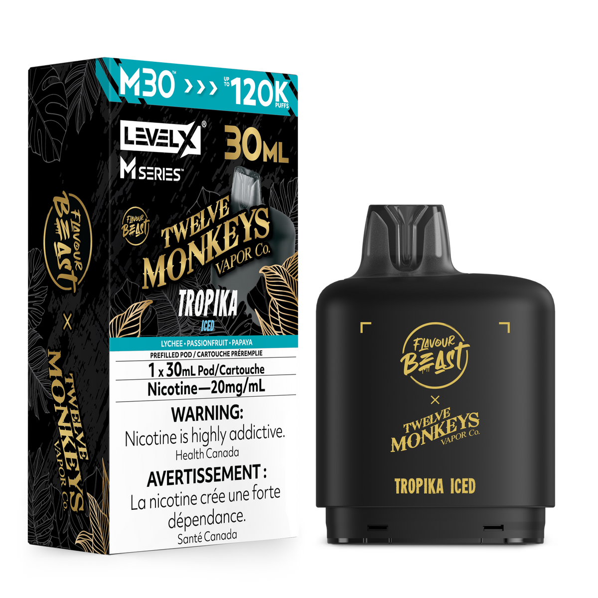 TROPIKA ICED - FB X 12 MONKEYS LEVEL X M30 (30mL) *LEVEL X M DEVICE REQUIRED*