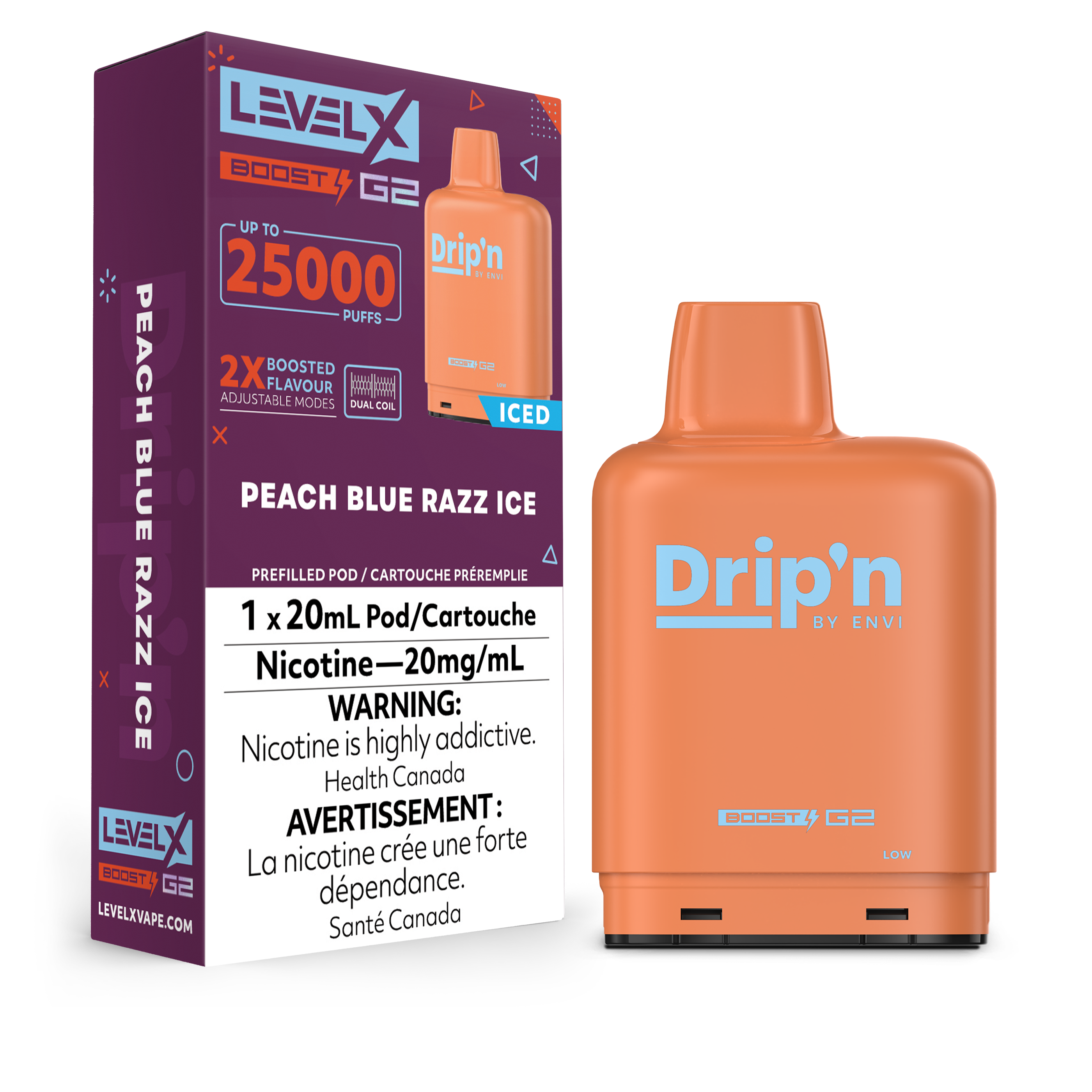 PEACH BLUE RAZZ ICE - LEVEL X DRIP'N BOOST (20mL) (ONTARIO)