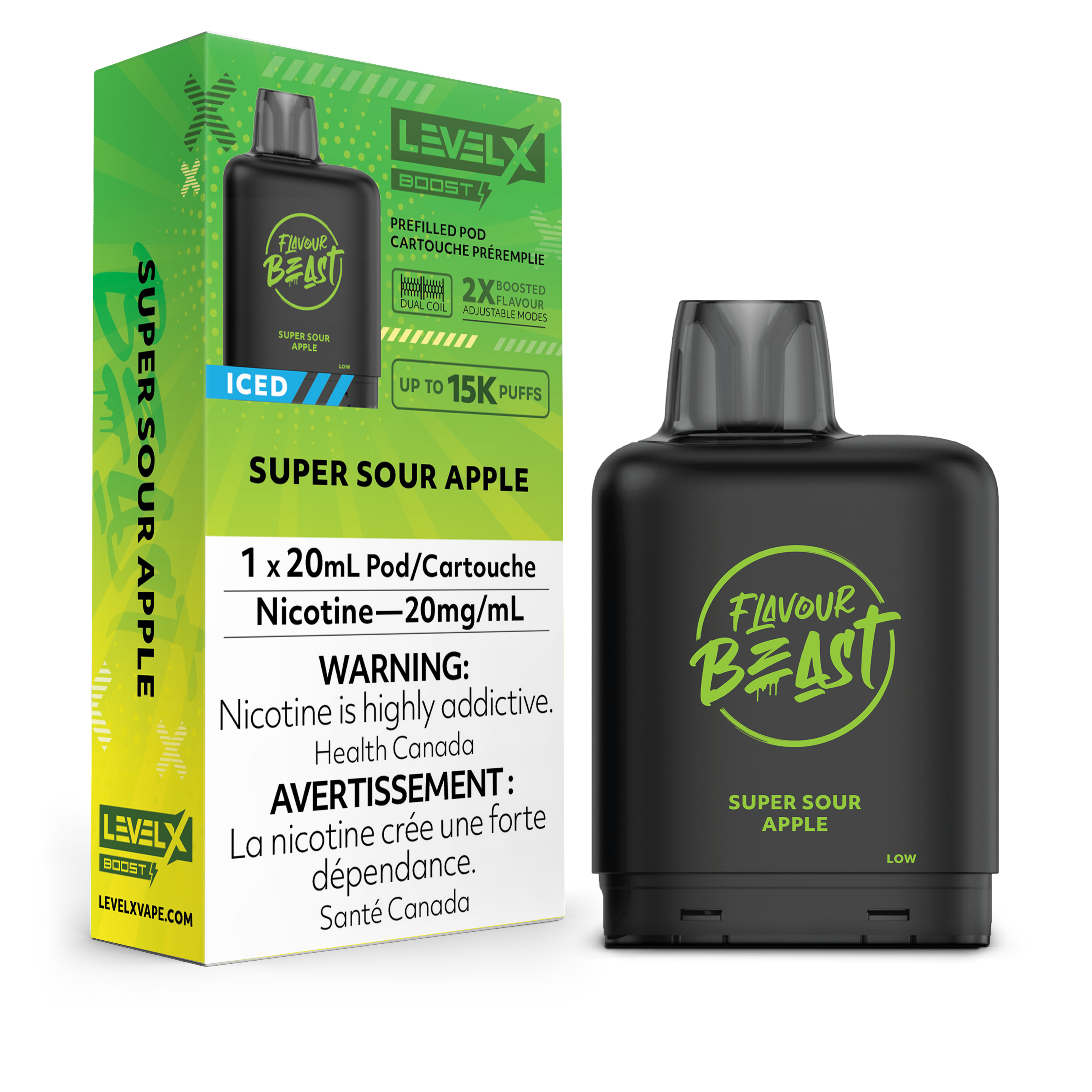 SUPER SOUR APPLE ICED - LEVEL X FB BOOST (20mL) (ONTARIO)